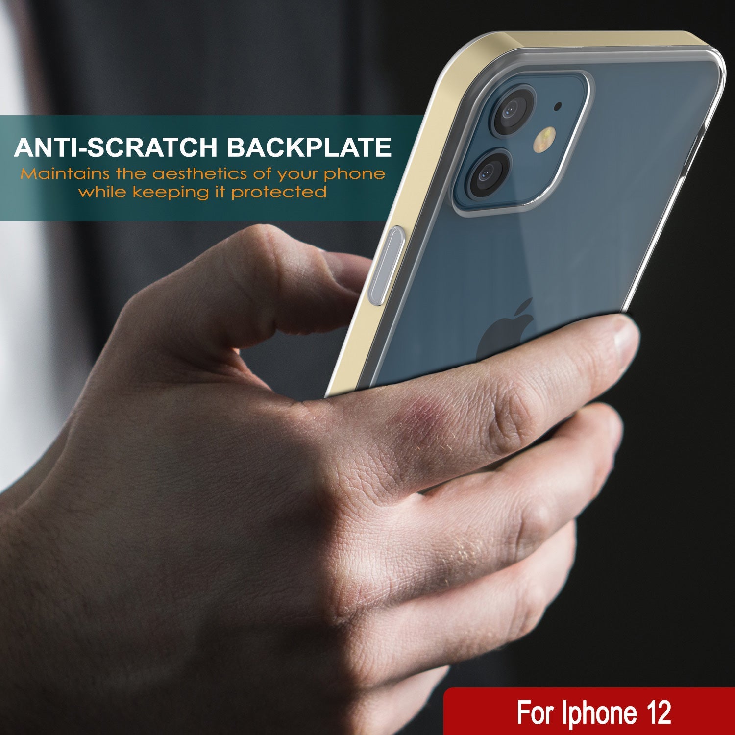 Capa do iPhone 12, PUNKcase [Série LUCID 3.0] [Ajuste Slim] Capa Protetora com Protetor de Tela Integrado [Ouro]