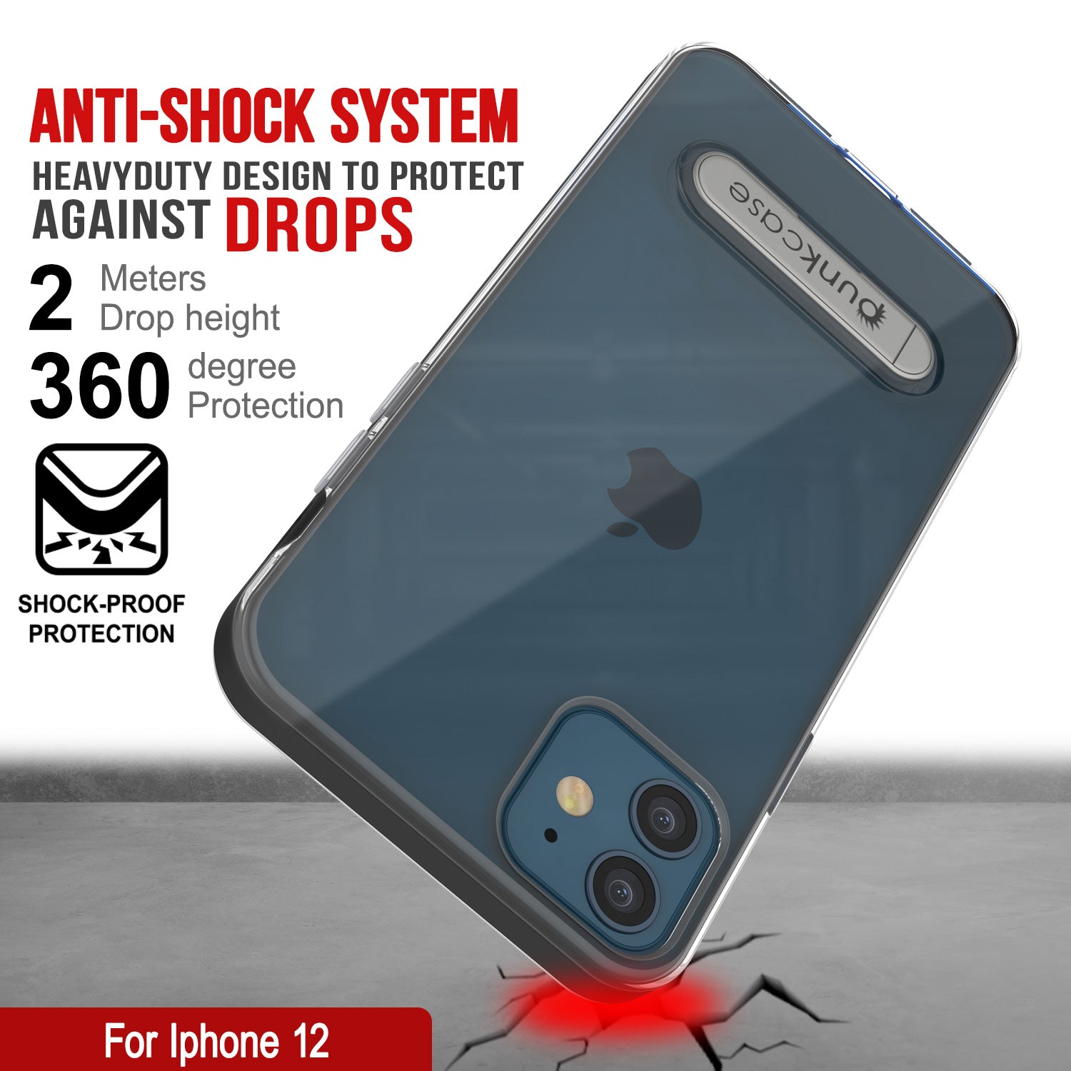 Capa para iPhone 12, PUNKcase [Série LUCID 3.0] [Ajuste Slim] Capa Protetora com Protetor de Tela Integrado [Preto]
