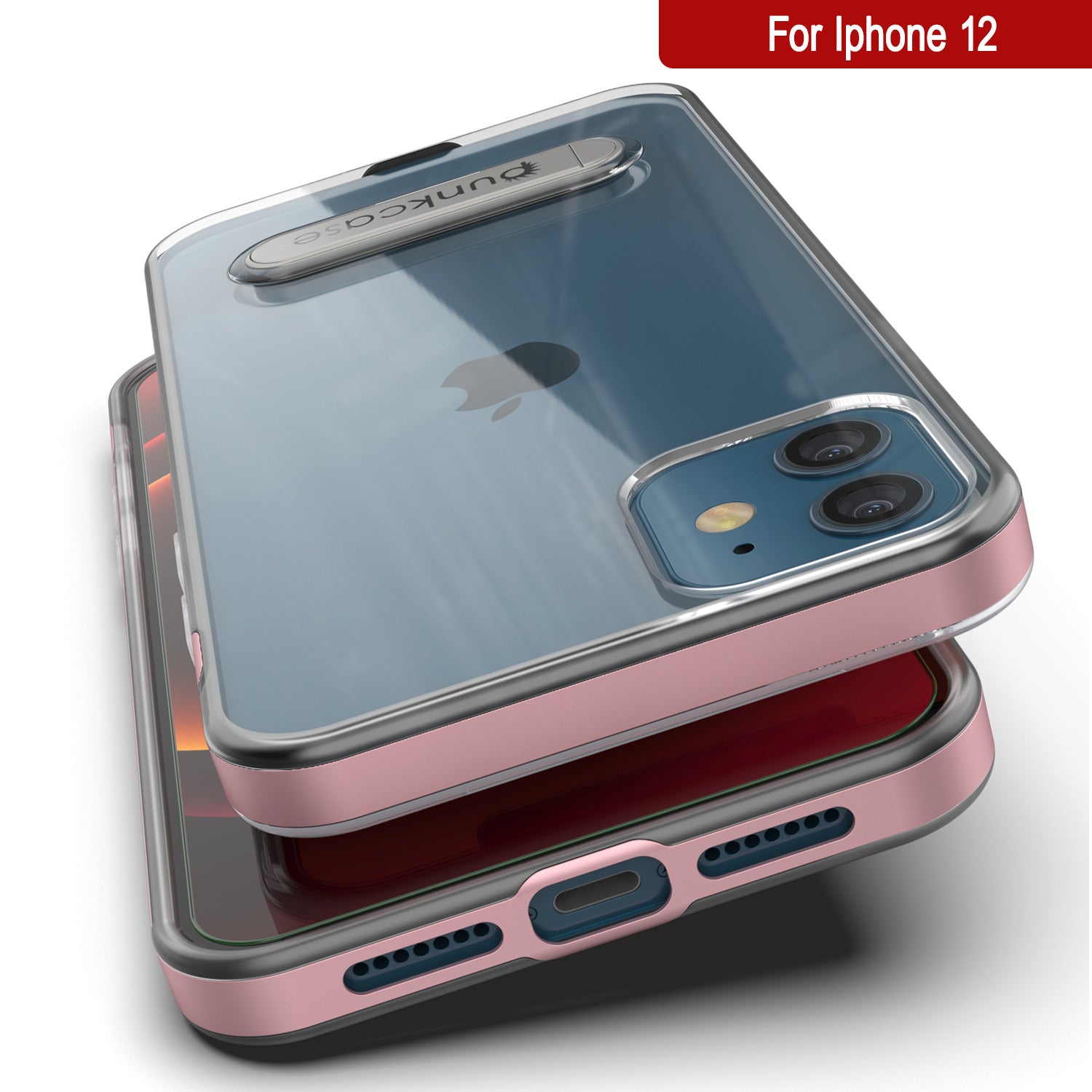 Capa para iPhone 12, PUNKcase [Série LUCID 3.0] [Ajuste Slim] Capa protetora com protetor de tela integrado [Ouro Rosa]