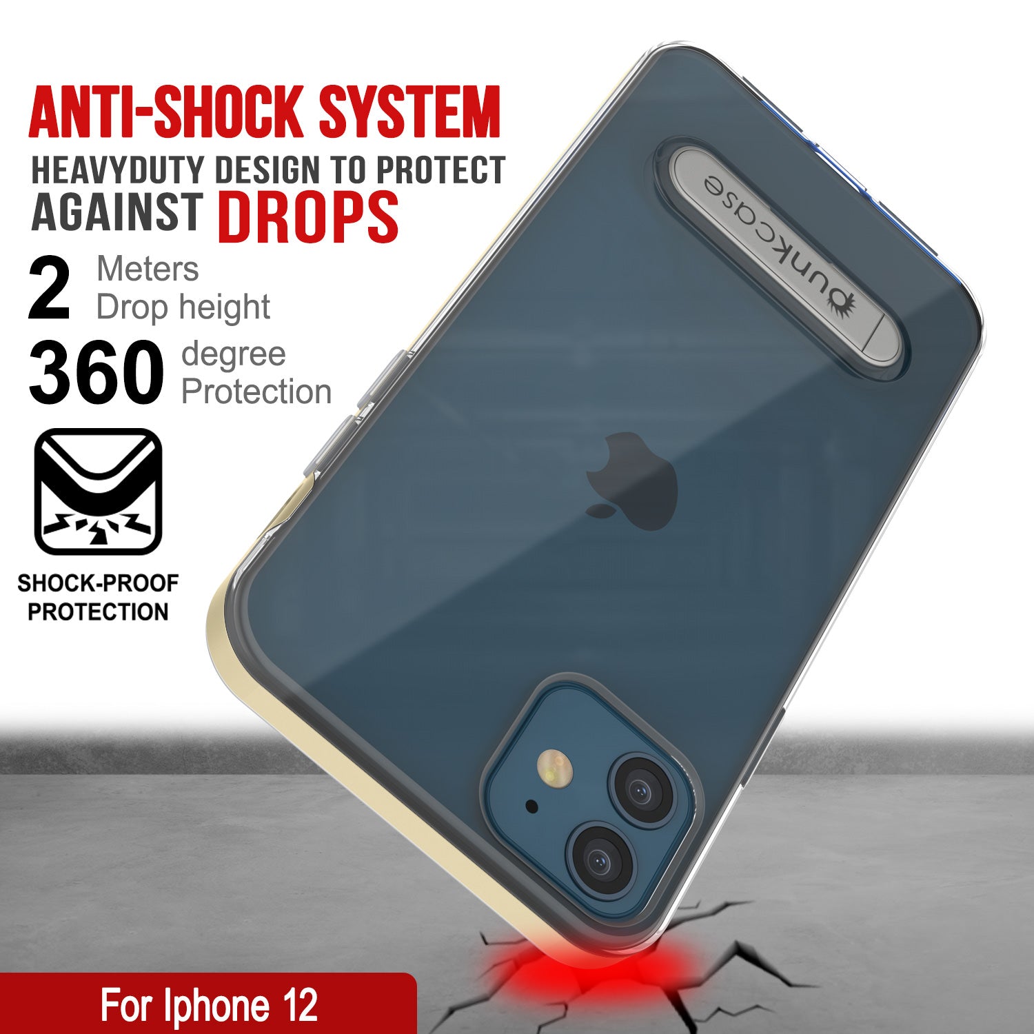 Capa do iPhone 12, PUNKcase [Série LUCID 3.0] [Ajuste Slim] Capa Protetora com Protetor de Tela Integrado [Ouro]
