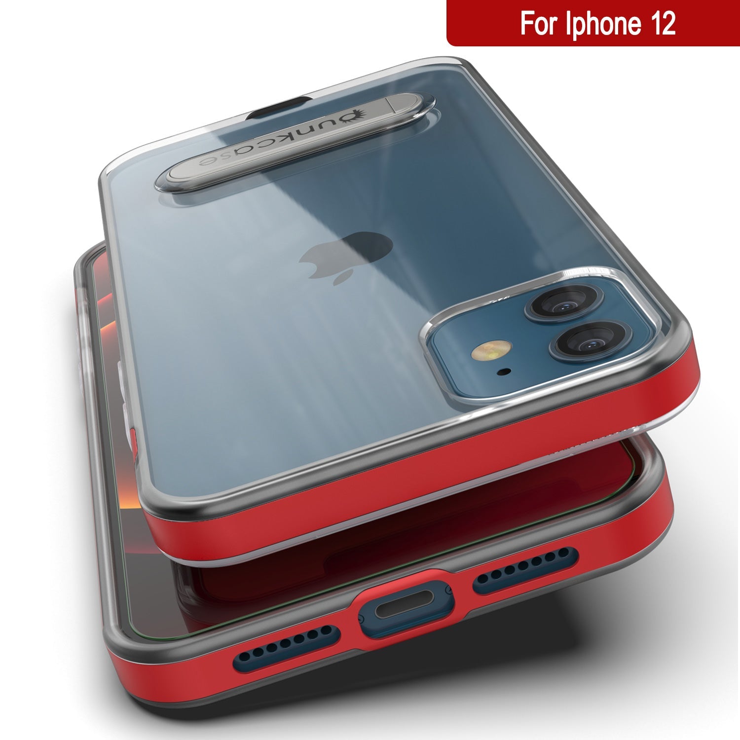 Capa para iPhone 12, PUNKcase [Série LUCID 3.0] [Ajuste Slim] Cobertura Protetora com Protetor de Tela Integrado [Vermelho]