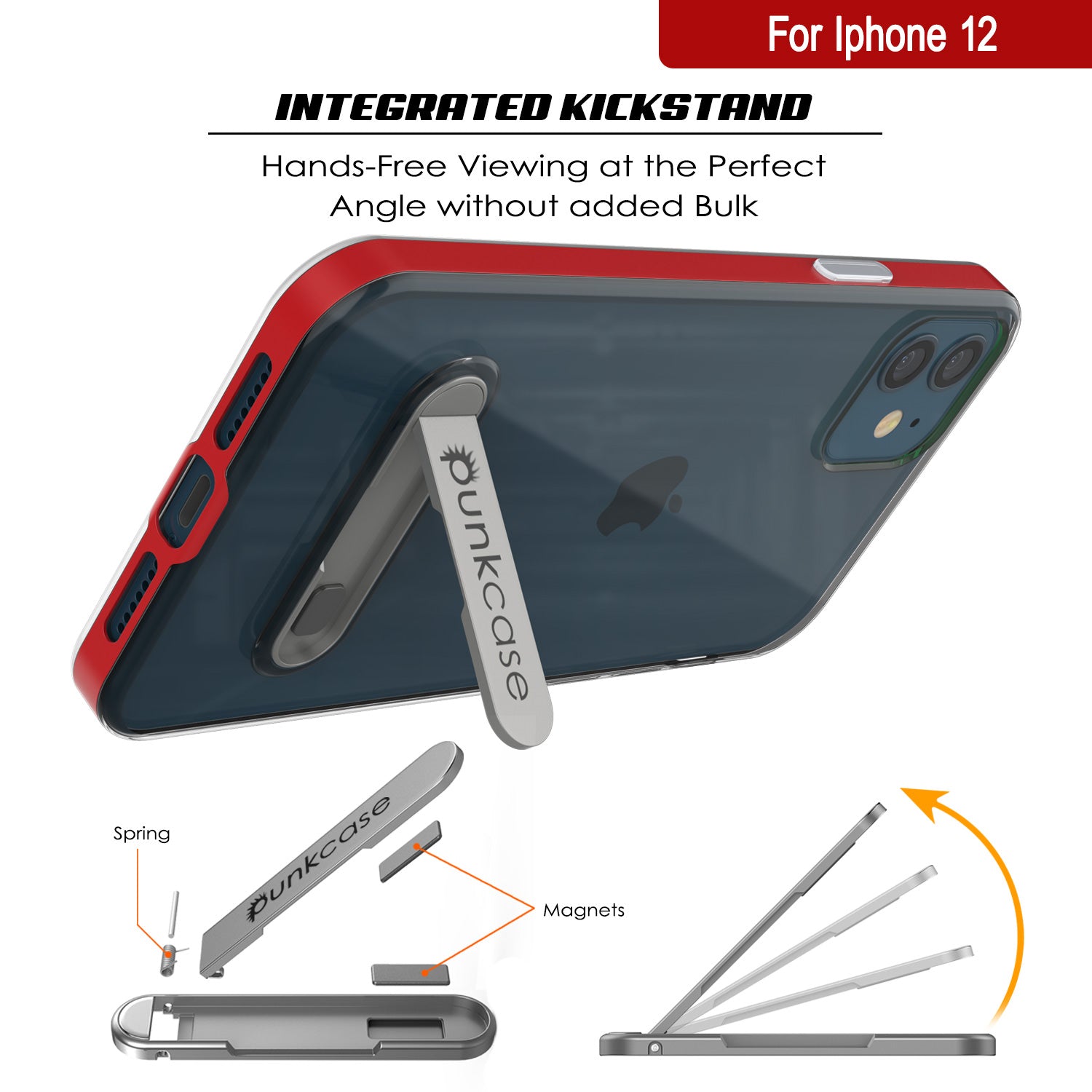 Capa para iPhone 12, PUNKcase [Série LUCID 3.0] [Ajuste Slim] Cobertura Protetora com Protetor de Tela Integrado [Vermelho]