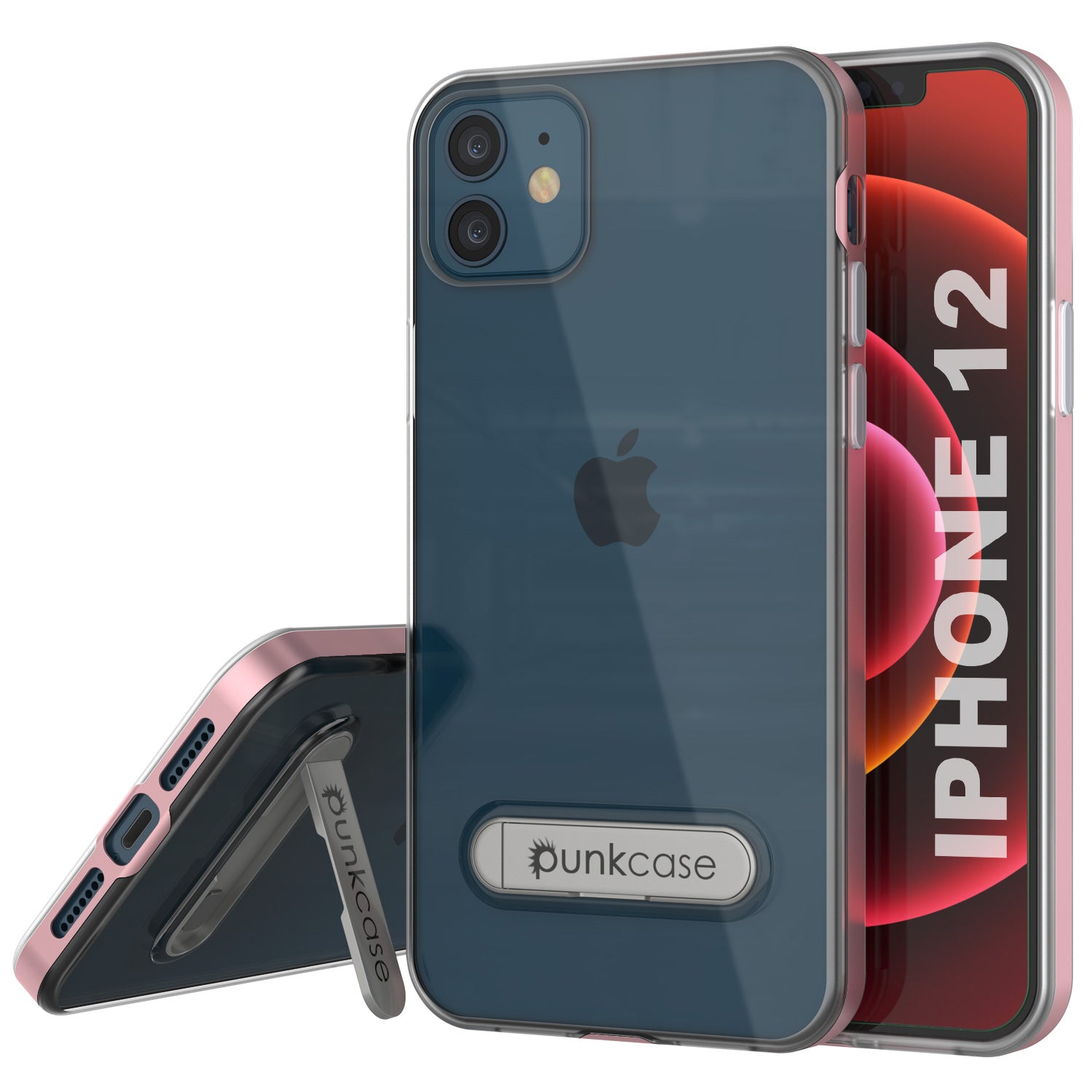 Capa para iPhone 12, PUNKcase [Série LUCID 3.0] [Ajuste Slim] Capa protetora com protetor de tela integrado [Ouro Rosa]