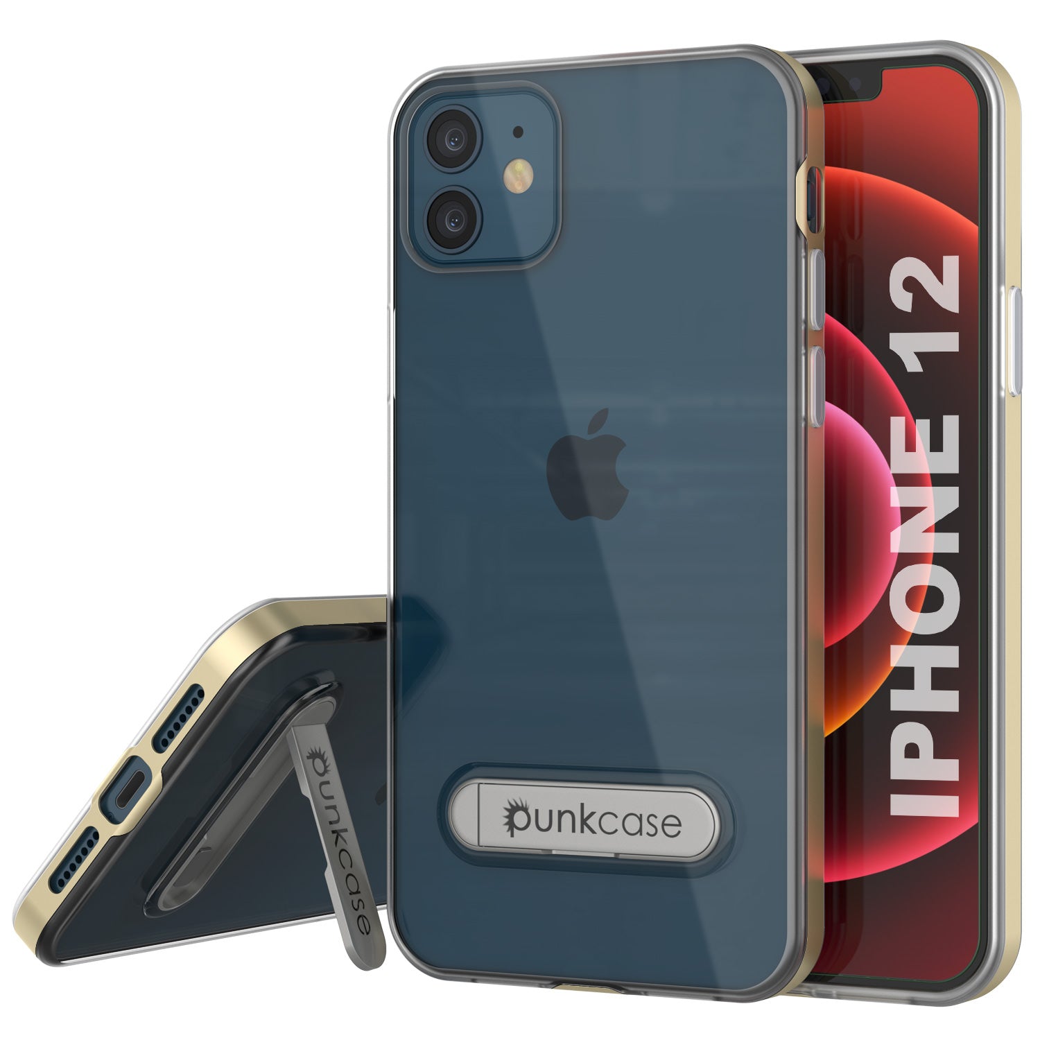 Capa do iPhone 12, PUNKcase [Série LUCID 3.0] [Ajuste Slim] Capa Protetora com Protetor de Tela Integrado [Ouro]