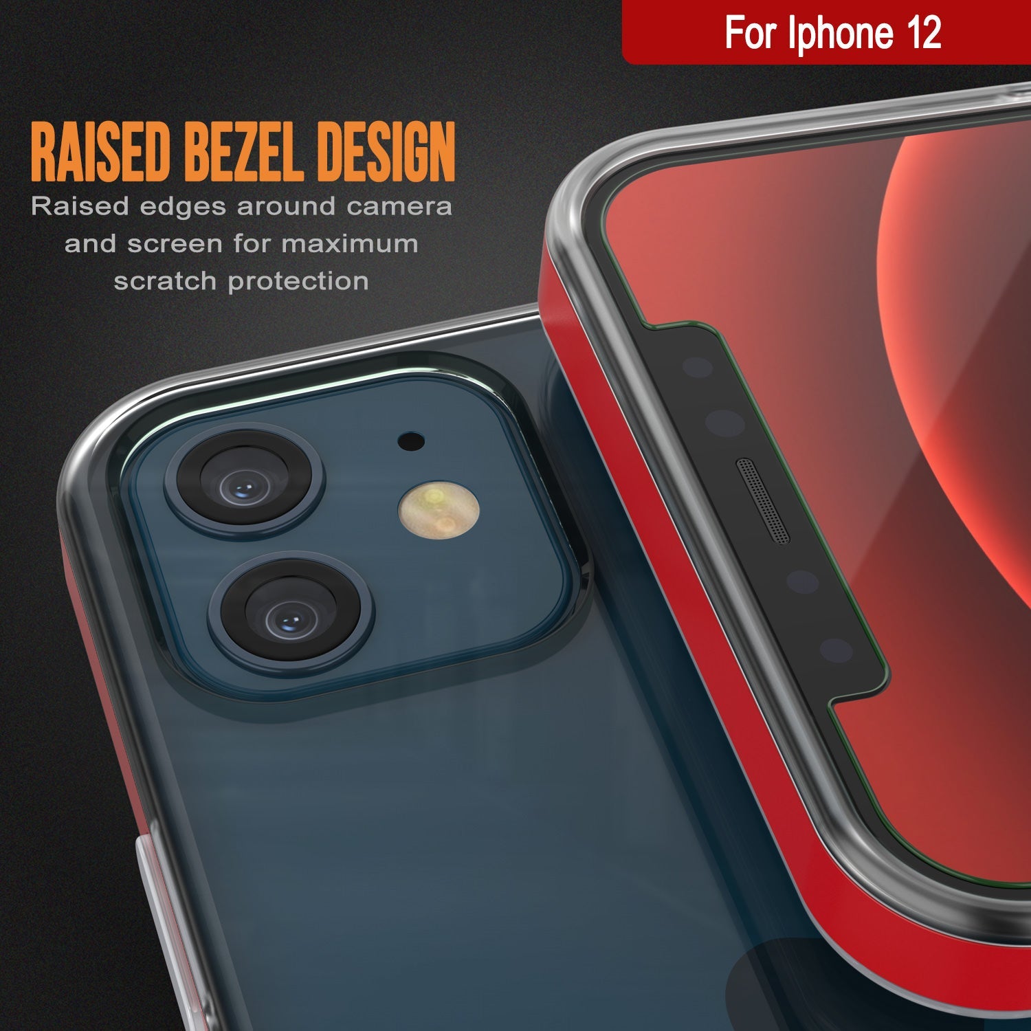 Capa para iPhone 12, PUNKcase [Série LUCID 3.0] [Ajuste Slim] Cobertura Protetora com Protetor de Tela Integrado [Vermelho]