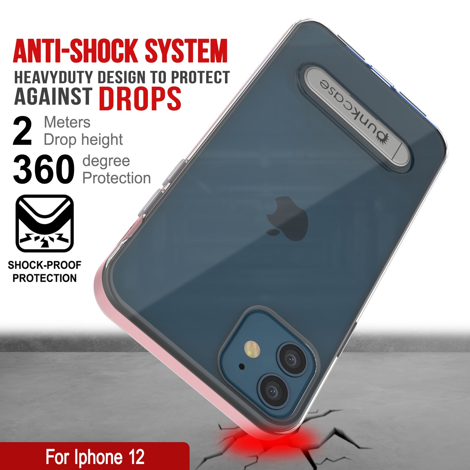 Capa para iPhone 12, PUNKcase [Série LUCID 3.0] [Ajuste Slim] Capa protetora com protetor de tela integrado [Ouro Rosa]