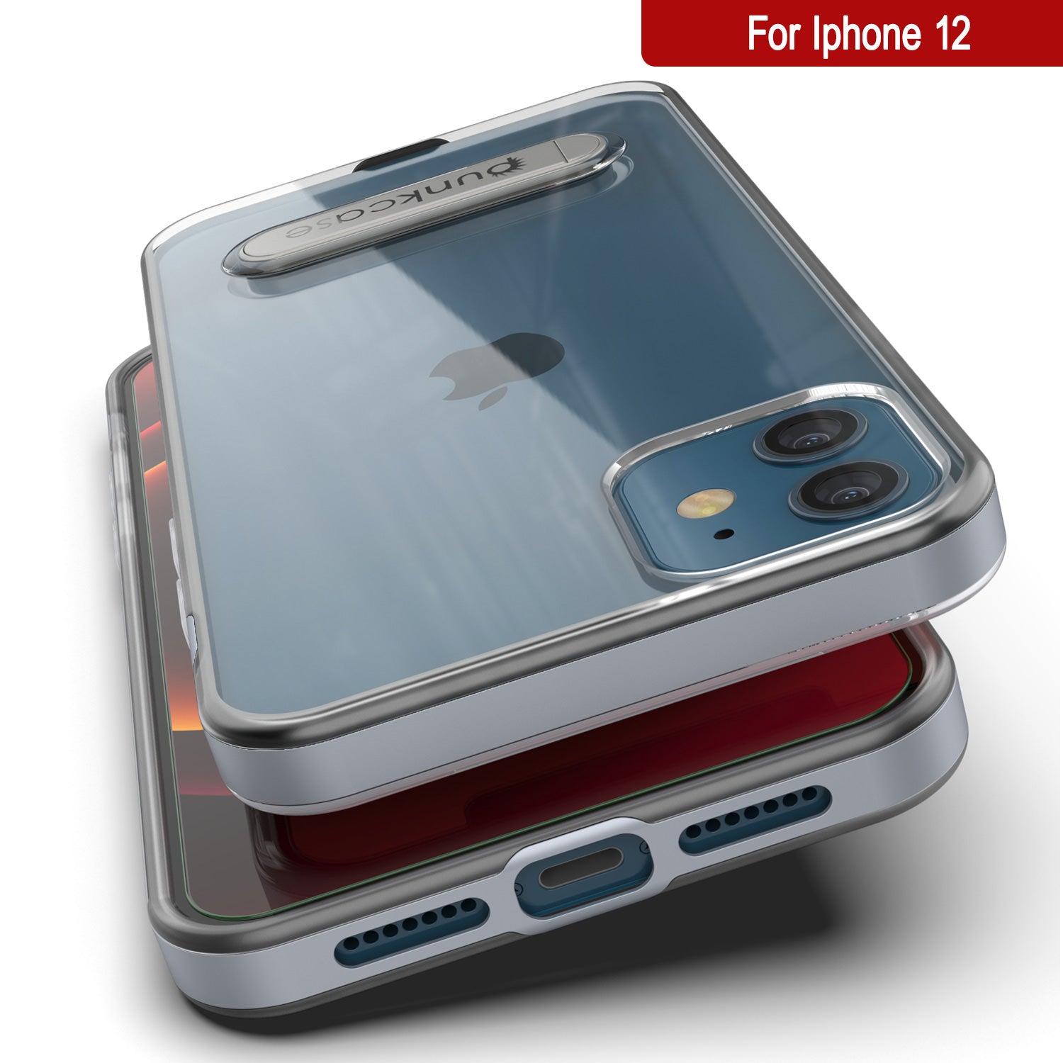 Capa para iPhone 12, PUNKcase [Série LUCID 3.0] [Ajuste Slim] Capa protetora com protetor de tela integrado [Prateado]