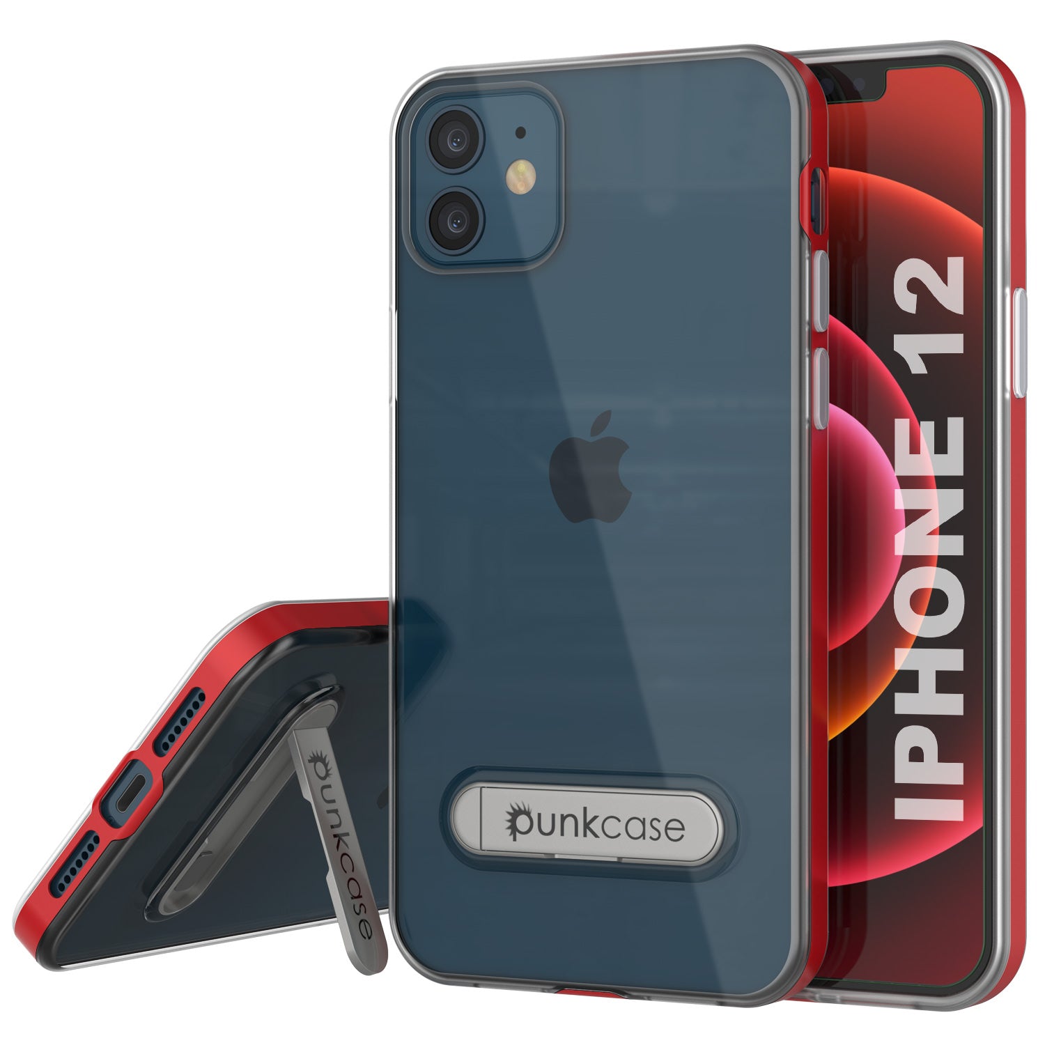 Capa para iPhone 12, PUNKcase [Série LUCID 3.0] [Ajuste Slim] Cobertura Protetora com Protetor de Tela Integrado [Vermelho]