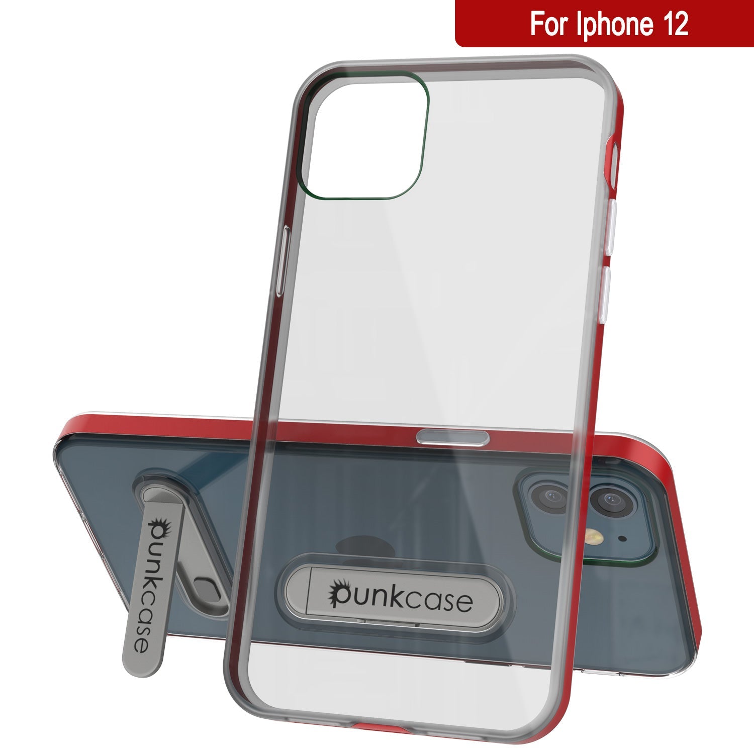 Capa para iPhone 12, PUNKcase [Série LUCID 3.0] [Ajuste Slim] Cobertura Protetora com Protetor de Tela Integrado [Vermelho]
