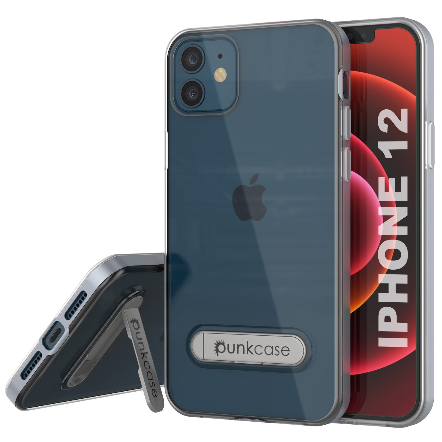 Capa para iPhone 12, PUNKcase [Série LUCID 3.0] [Ajuste Slim] Capa protetora com protetor de tela integrado [Prateado]