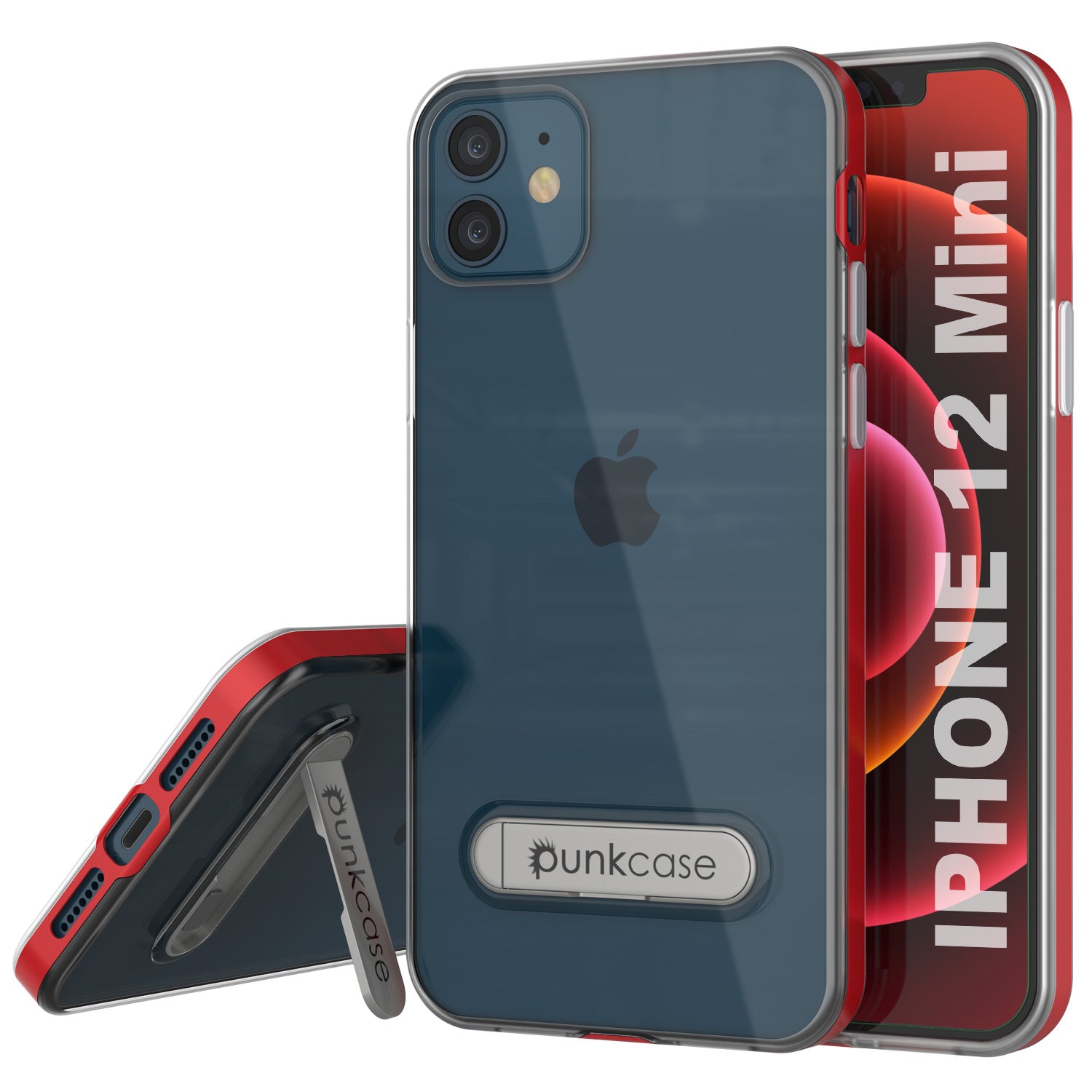 Capa para iPhone 12 Mini, PUNKcase [Série LUCID 3.0] [Ajuste Slim] Capa Protetora com Protetor de Tela Integrado [Vermelho]