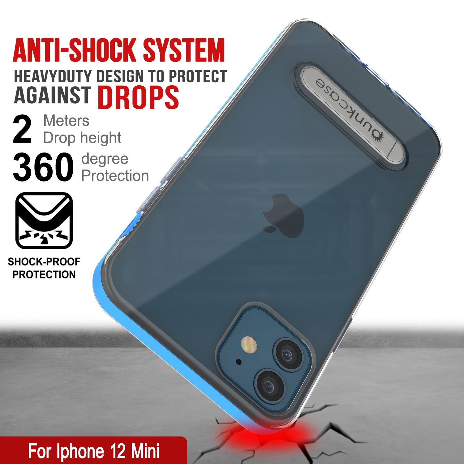 Capa iPhone 12 Mini, PUNKcase [Série LUCID 3.0] [Ajuste Slim] Capa Protetora c/ Protetor de Tela Integrado [Azul]