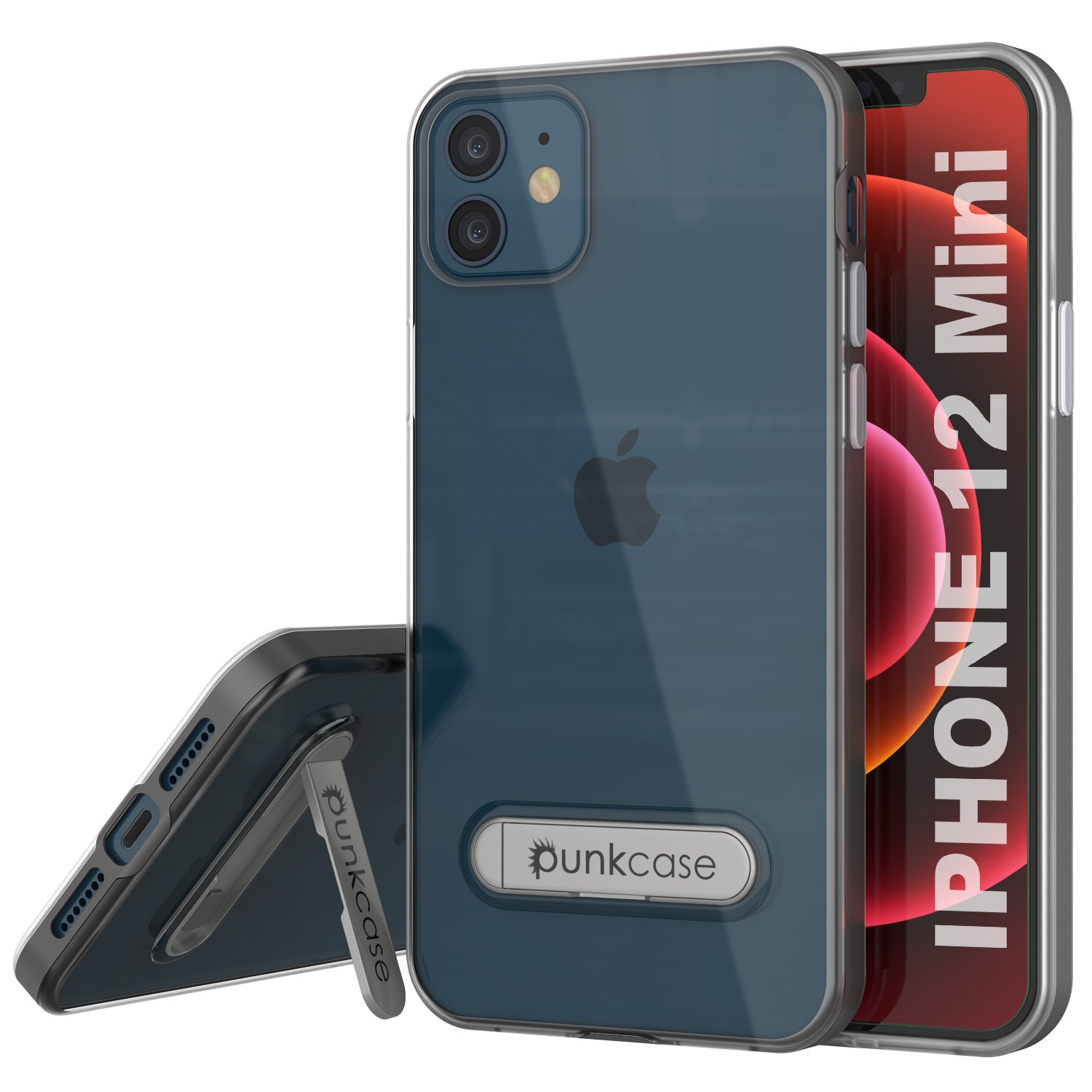 Capa para iPhone 12 Mini, PUNKcase [Série LUCID 3.0] [Ajuste Slim] Capa protetora com protetor de tela integrado [Cinza]