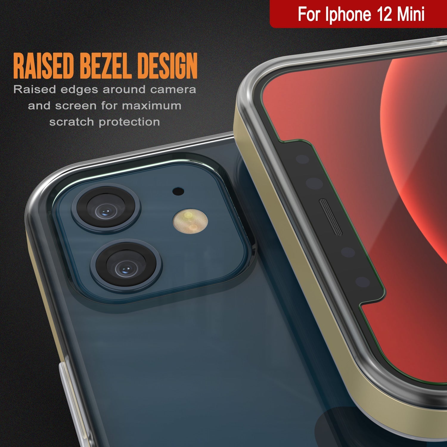 Capa para iPhone 12 Mini, PUNKcase [Série LUCID 3.0] [Ajuste Slim] Capa Protetora com Protetor de Tela Integrado [Dourado]
