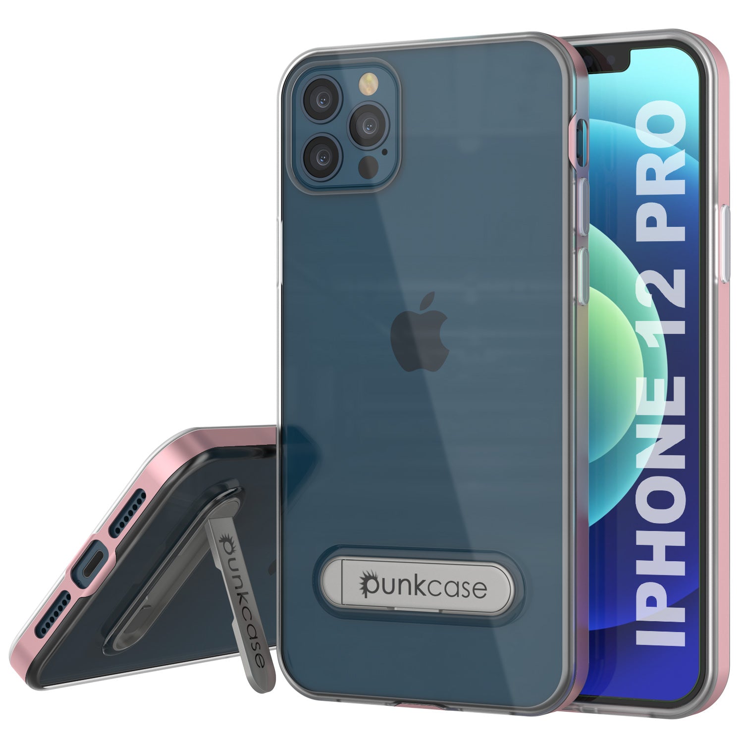Capa iPhone 12 Pro, PUNKcase [Série LUCID 3.0] [Ajuste Slim] Capa protetora com protetor de tela integrado [Ouro Rosa]