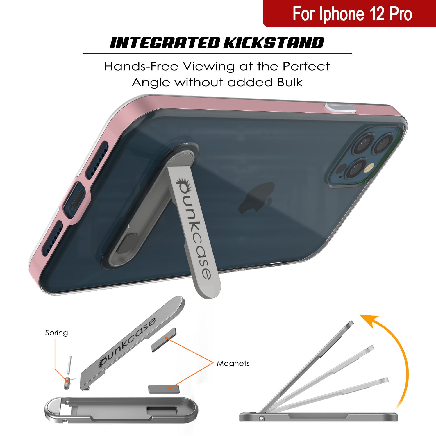 Capa iPhone 12 Pro, PUNKcase [Série LUCID 3.0] [Ajuste Slim] Capa protetora com protetor de tela integrado [Ouro Rosa]