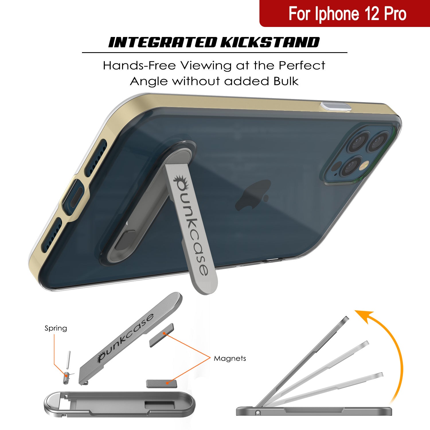 Capa iPhone 12 Pro, PUNKcase [Série LUCID 3.0] [Ajuste Slim] Capa Protetora com Protetor de Tela Integrado [Dourado]