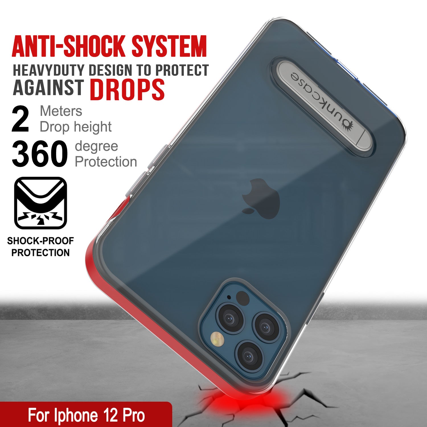 Capa iPhone 12 Pro, PUNKcase [Série LUCID 3.0] [Ajuste Fino] Capa Protetora c/ Protetor de Tela Integrado [Vermelho]