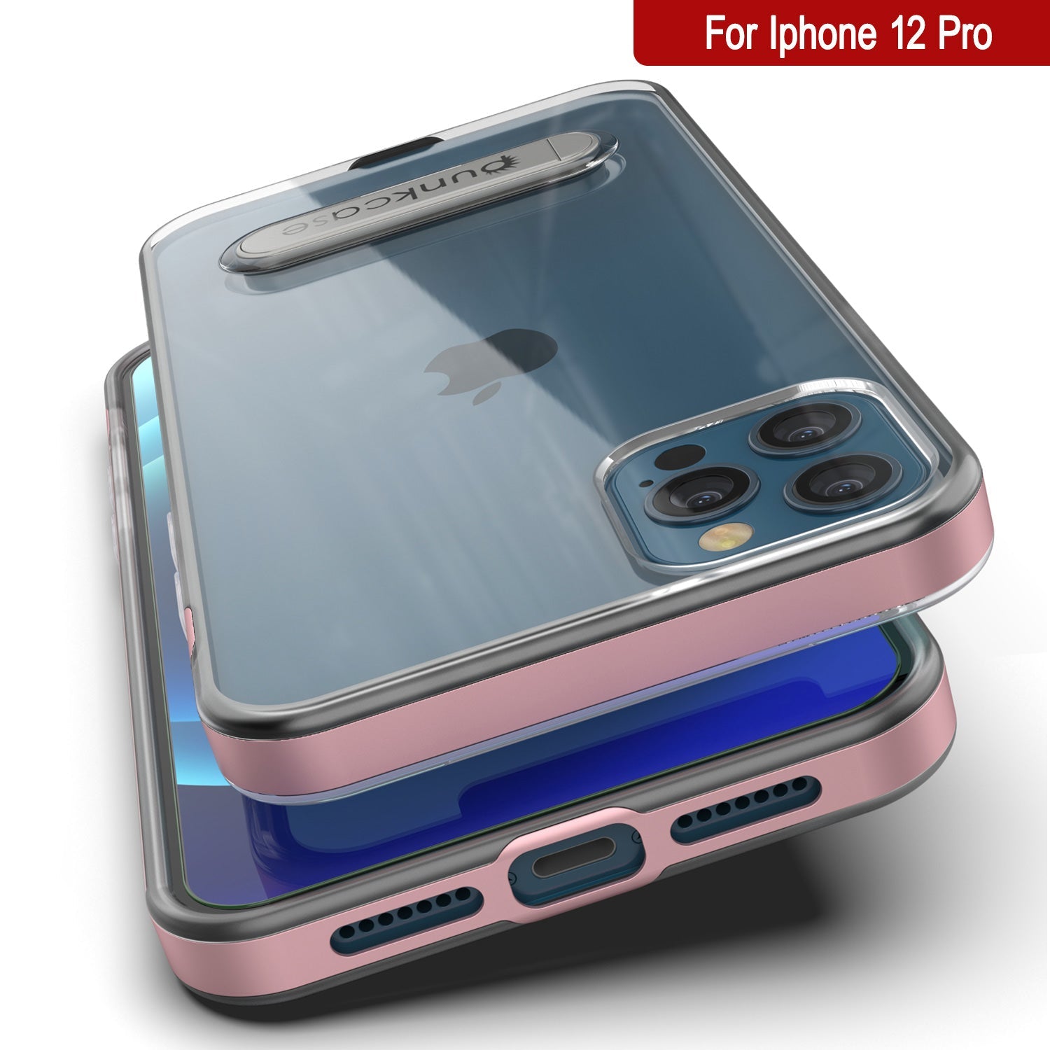Capa iPhone 12 Pro, PUNKcase [Série LUCID 3.0] [Ajuste Slim] Capa protetora com protetor de tela integrado [Ouro Rosa]