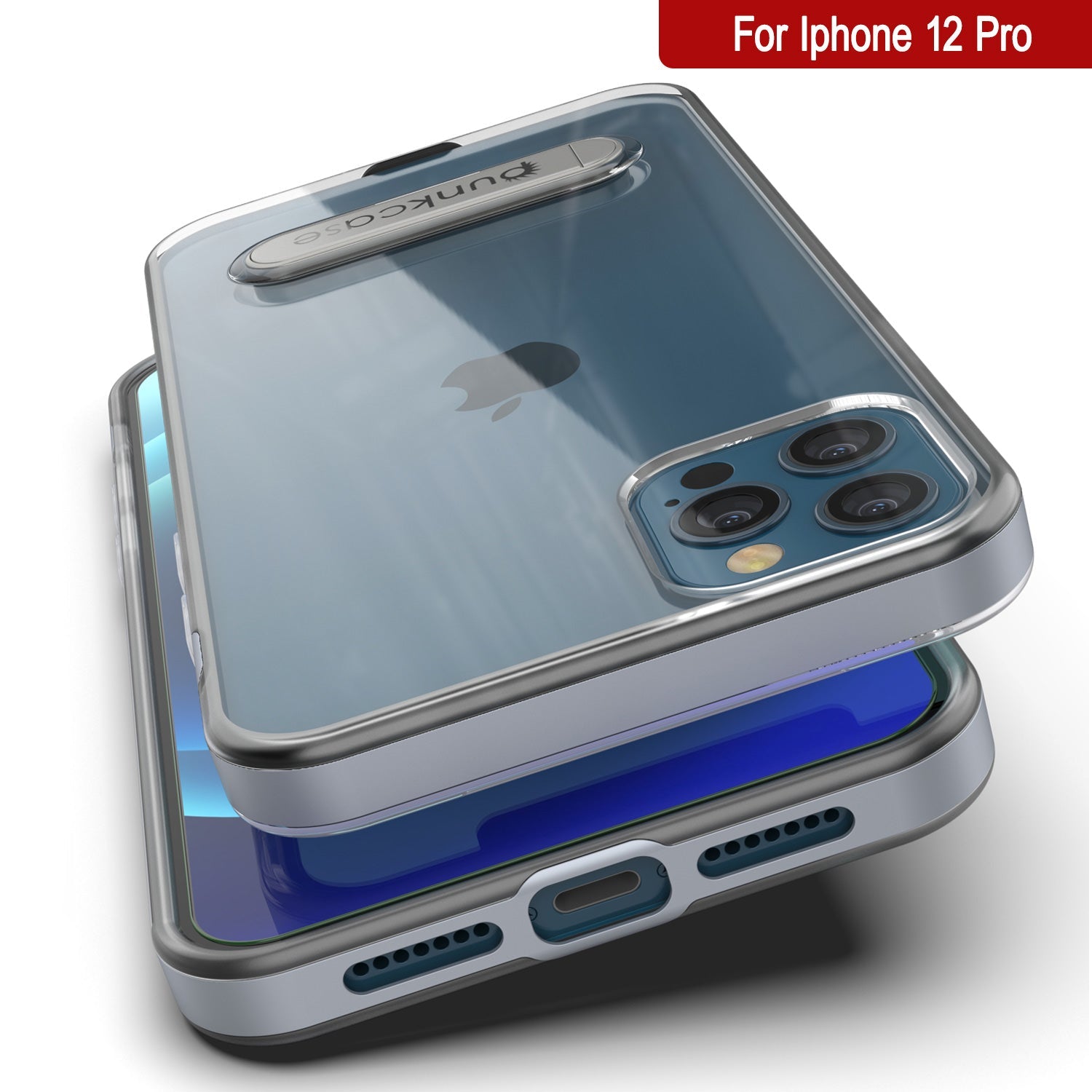 Capa para iPhone 12 Pro, PUNKcase [Série LUCID 3.0] [Ajuste Slim] Capa Protetora com Protetor de Tela Integrado [Prateado]