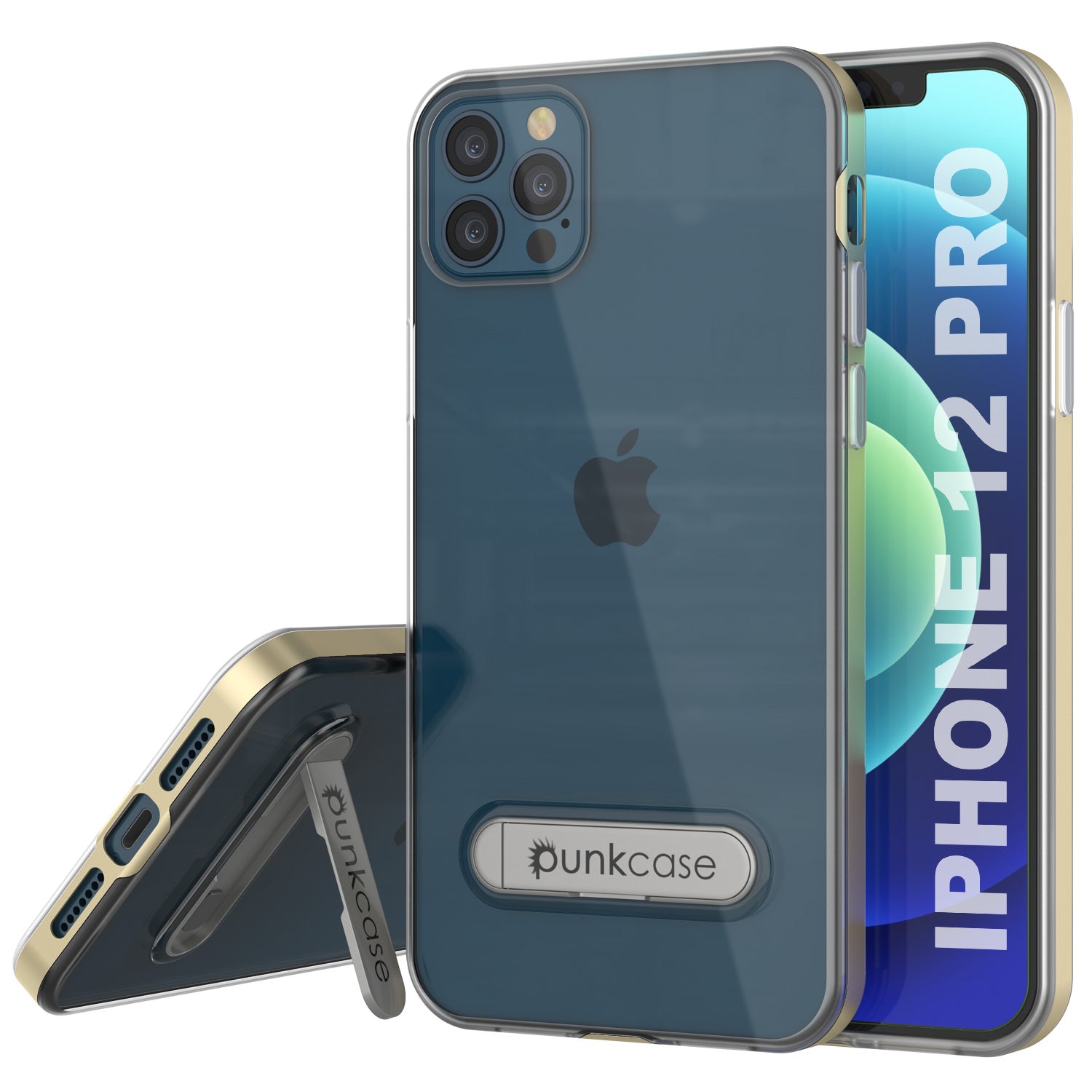 Capa iPhone 12 Pro, PUNKcase [Série LUCID 3.0] [Ajuste Slim] Capa Protetora com Protetor de Tela Integrado [Dourado]