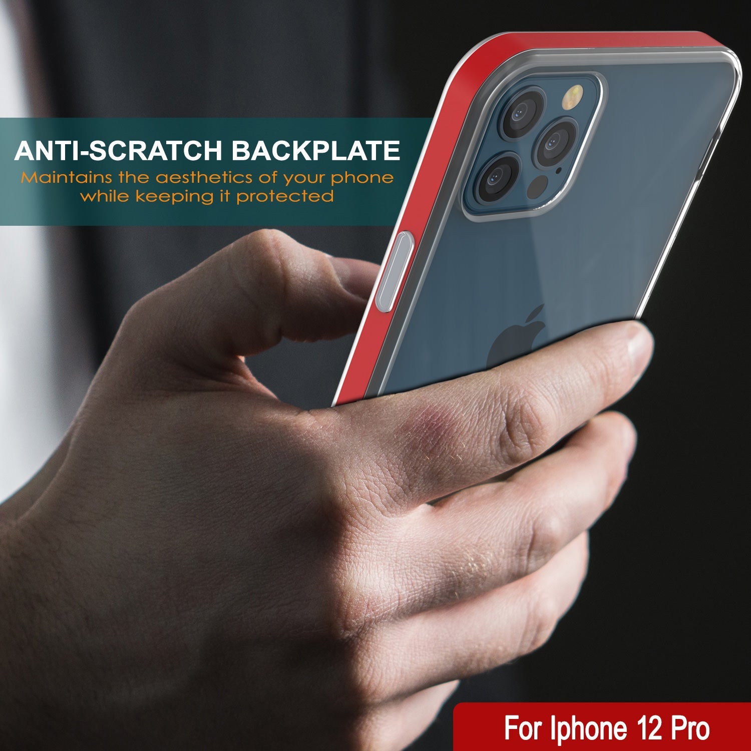 Capa iPhone 12 Pro, PUNKcase [Série LUCID 3.0] [Ajuste Fino] Capa Protetora c/ Protetor de Tela Integrado [Vermelho]