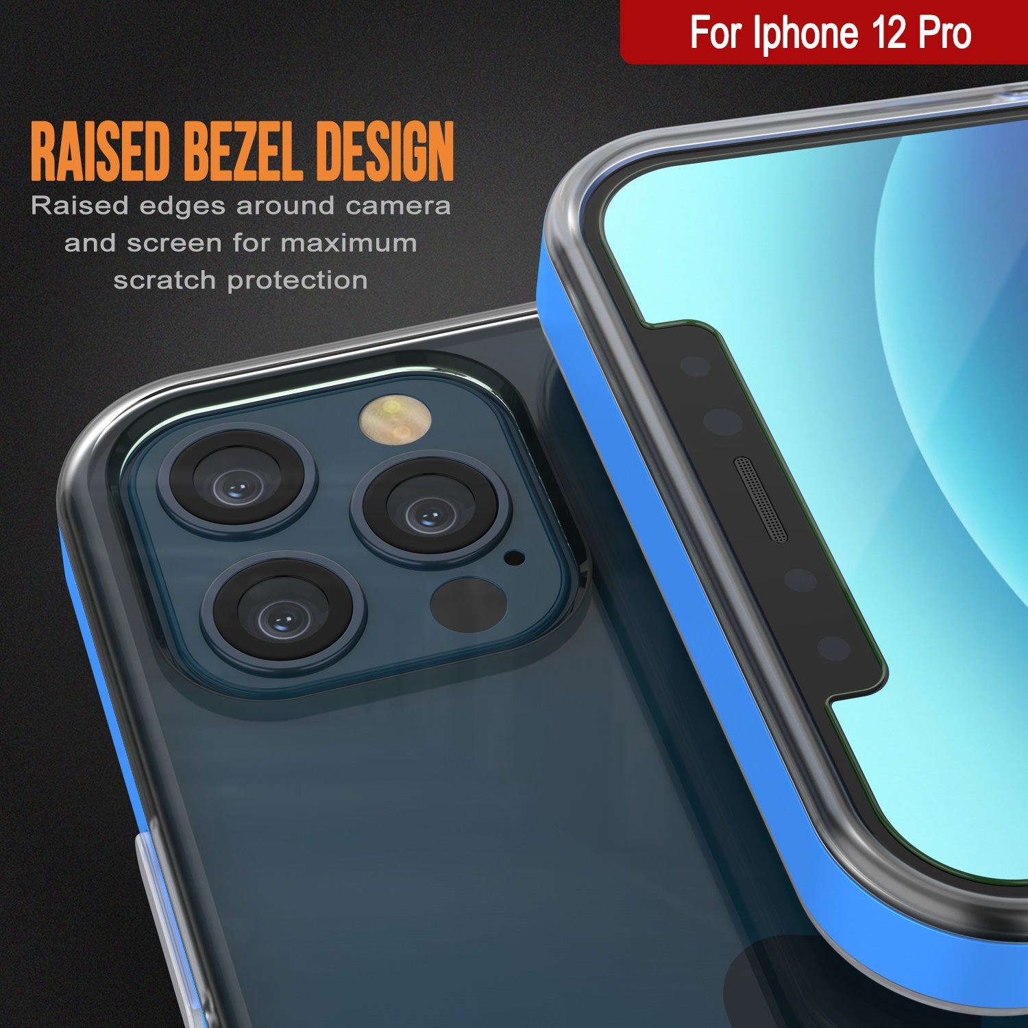 Capa para iPhone 12 Pro, PUNKcase [Série LUCID 3.0] [Ajuste Slim] Capa protetora com protetor de tela integrado [Azul]