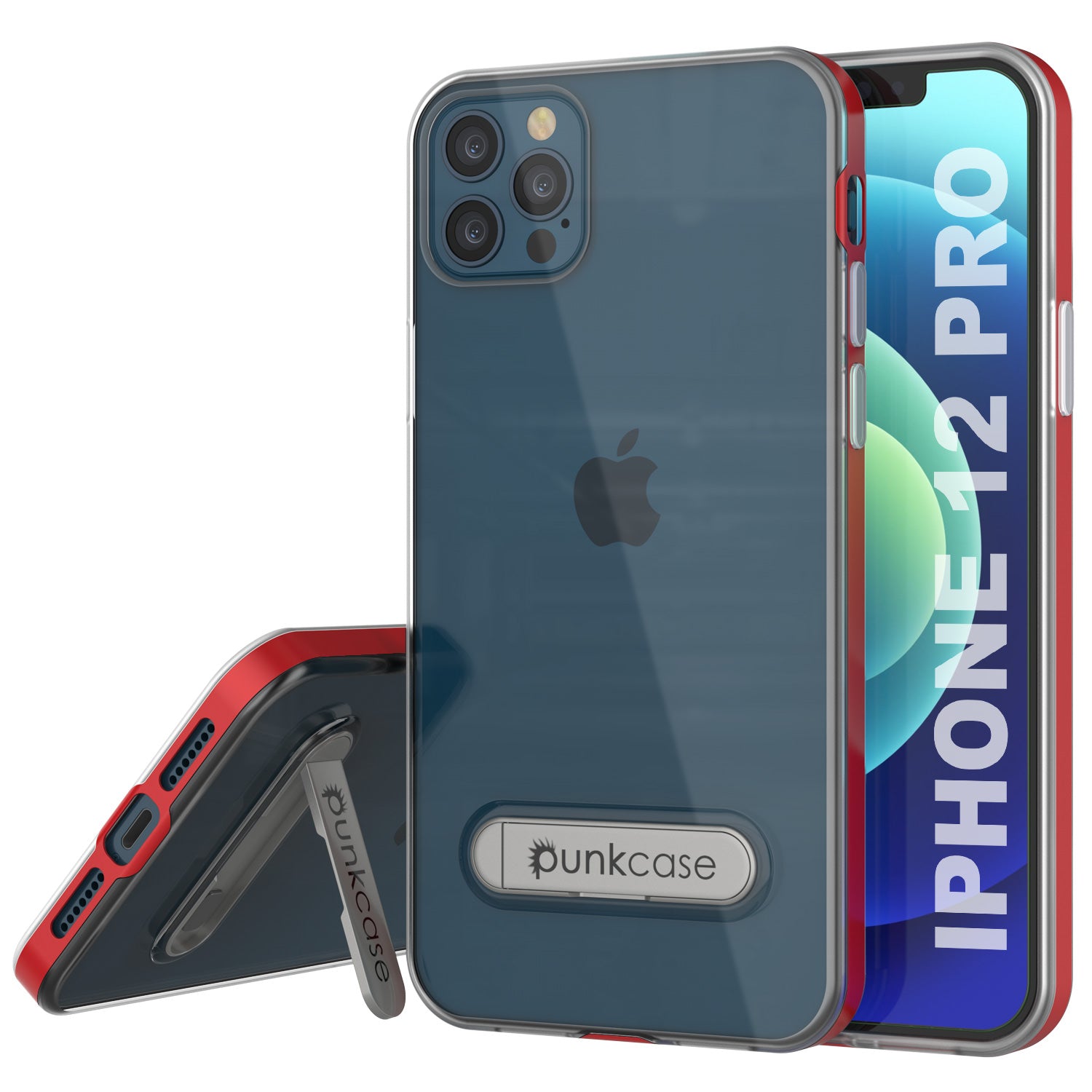 Capa iPhone 12 Pro, PUNKcase [Série LUCID 3.0] [Ajuste Fino] Capa Protetora c/ Protetor de Tela Integrado [Vermelho]