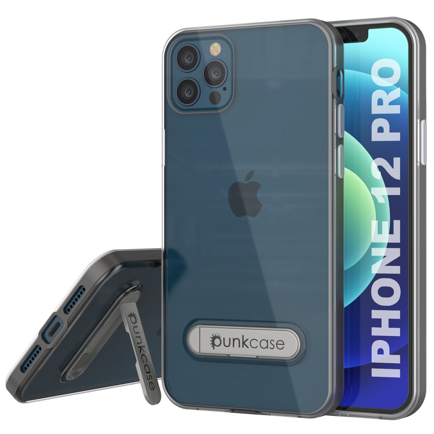 Capa iPhone 12 Pro, PUNKcase [Série LUCID 3.0] [Ajuste Slim] Capa Protetora com Protetor de Tela Integrado [Cinza]