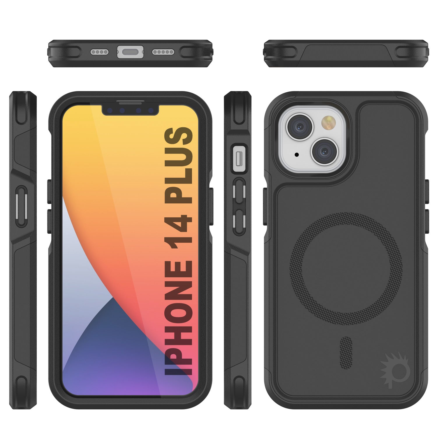 Capa PunkCase para iPhone 14 Plus, Série Spartan 2.0 Transparente Resistente e Resistente com Protetor de Tela Integrado [Preto]