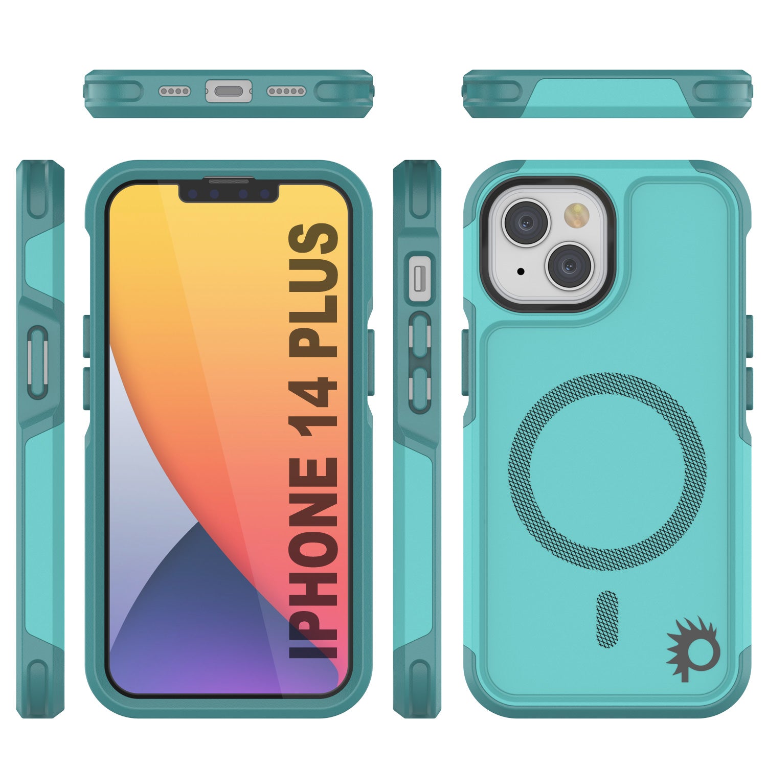 Capa PunkCase para iPhone 14 Plus, [Série Spartan 2.0] Capa Resistente Transparente com Protetor de Tela Embutido [Azul]