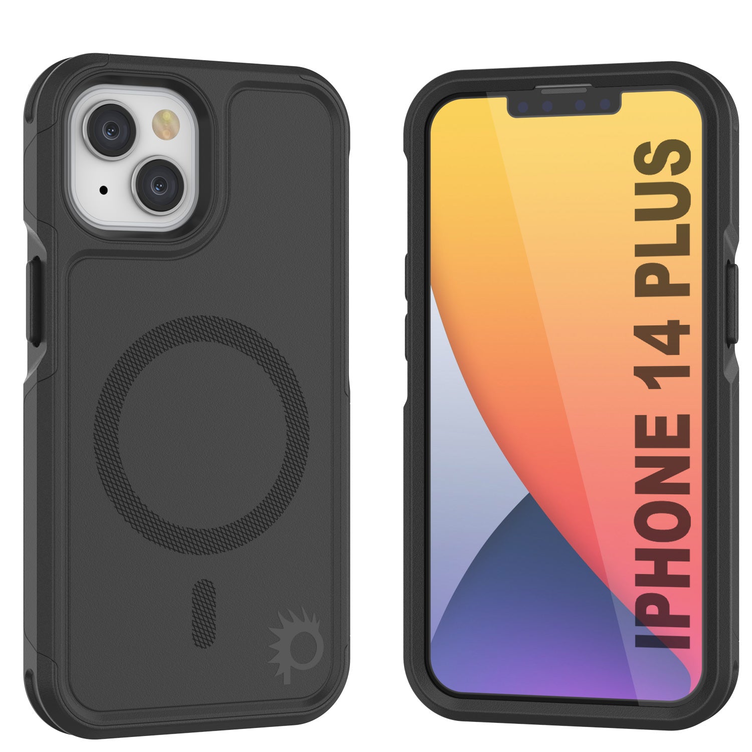 Capa PunkCase para iPhone 14 Plus, Série Spartan 2.0 Transparente Resistente e Resistente com Protetor de Tela Integrado [Preto]