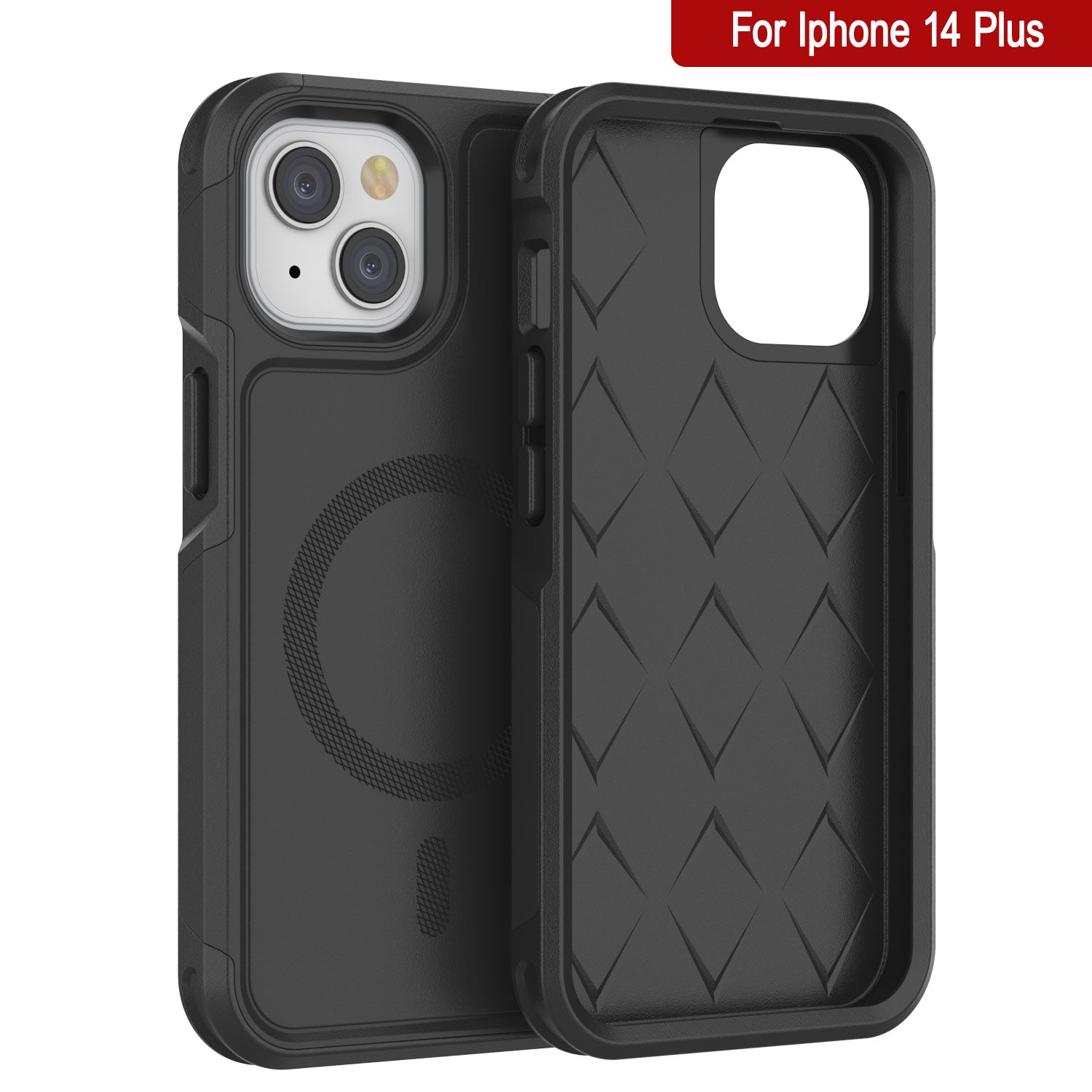 Capa PunkCase para iPhone 14 Plus, Série Spartan 2.0 Transparente Resistente e Resistente com Protetor de Tela Integrado [Preto]