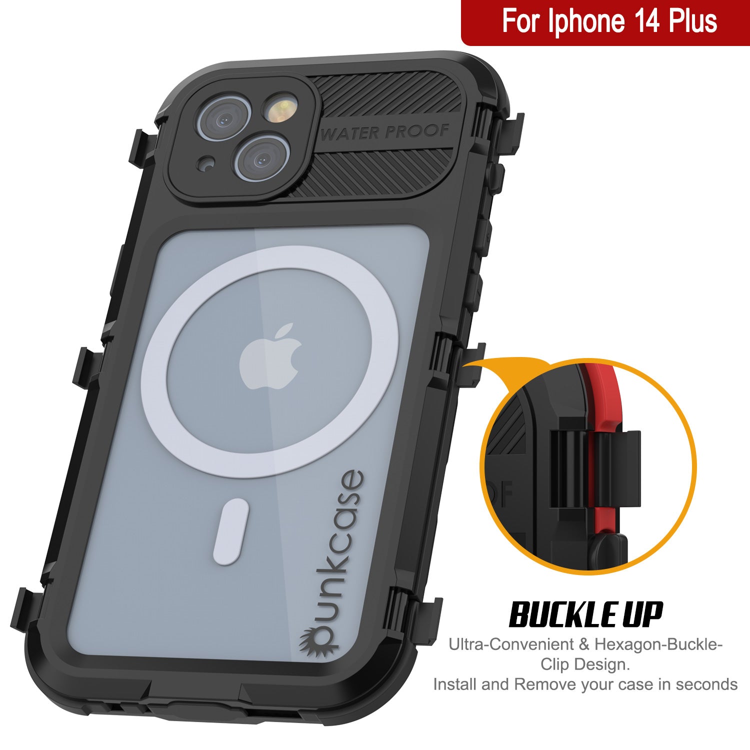 iPhone 14 Plus Série Metal Extreme 2.0 Case de Alumínio à Prova d'Água IP68 com Protetor de Tela Incorporado [Preto]