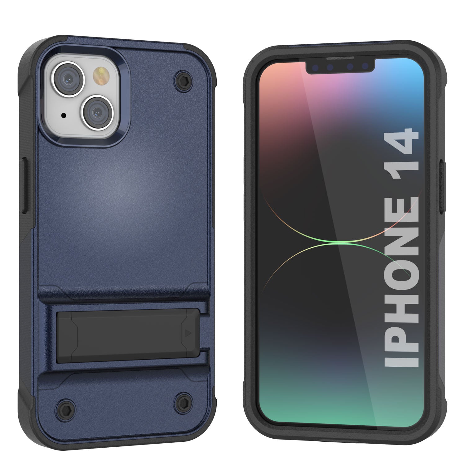 Capa para iPhone 14 Punkcase [Série Reliance] Protetora Híbrida de Grau Militar com Suporte Embutido [Azul Marinho e Preto]