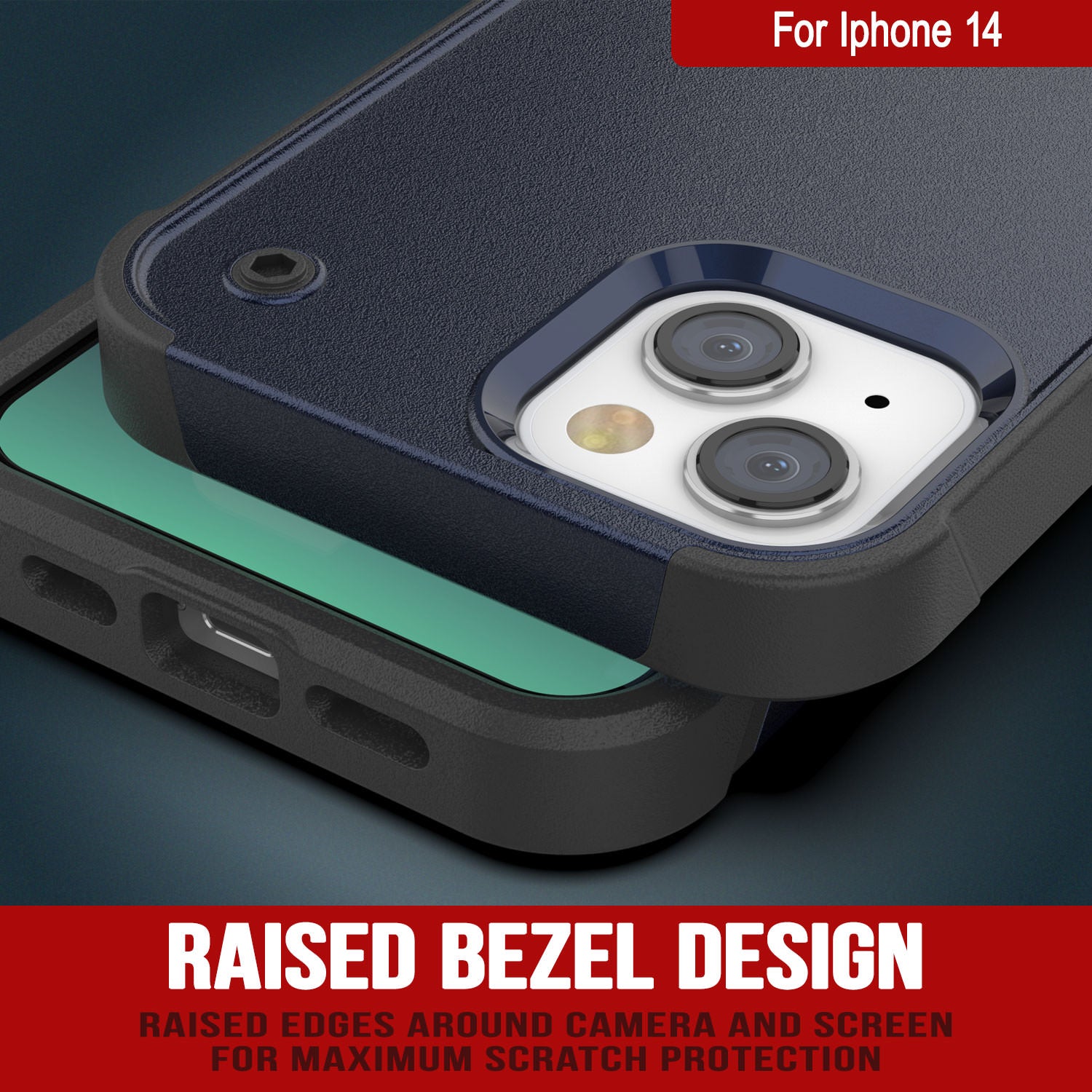 Capa para iPhone 14 Punkcase [Série Reliance] Protetora Híbrida de Grau Militar com Suporte Embutido [Azul Marinho e Preto]