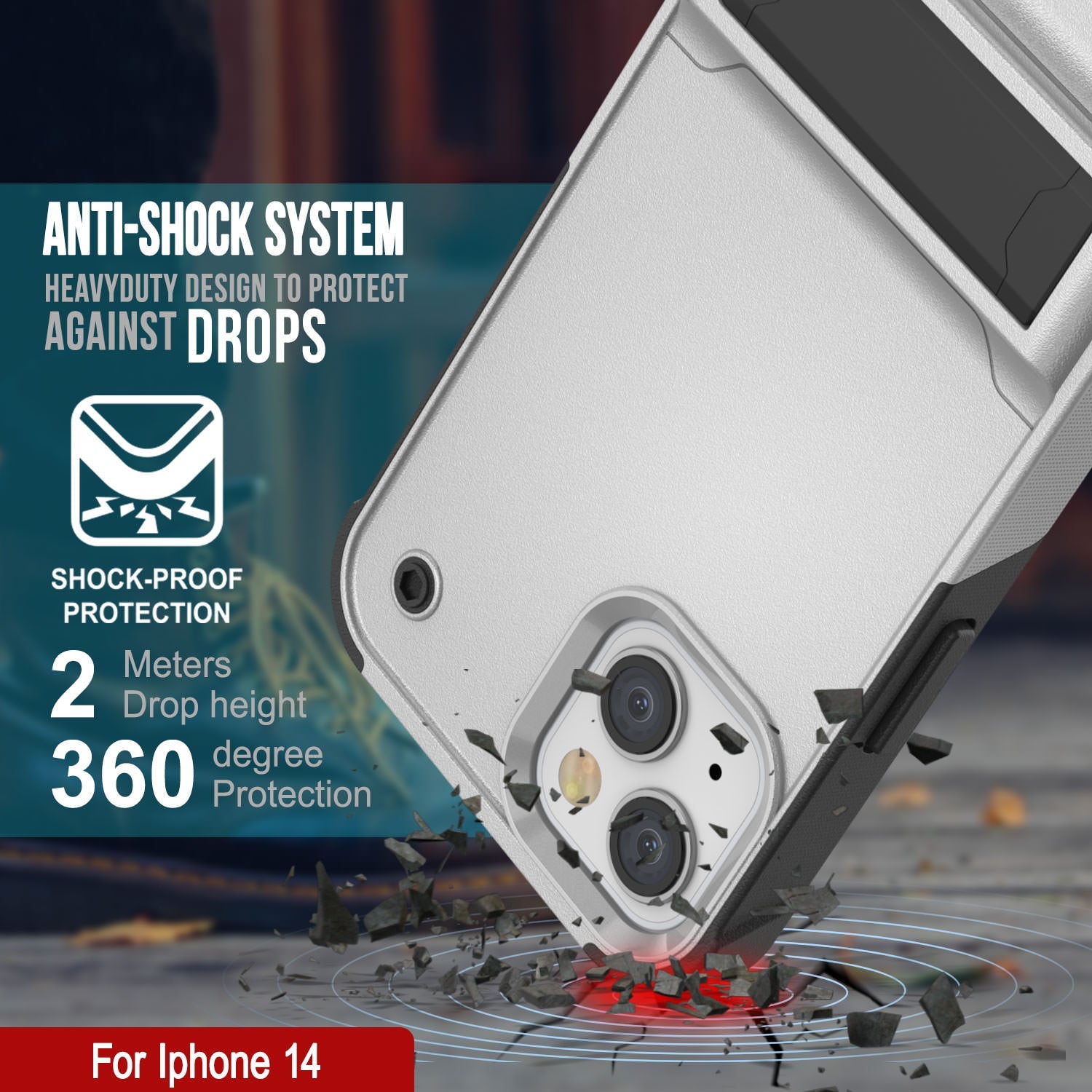 Capa Punkcase para iPhone 14 [Série Reliance] Capa Híbrida Protetora de Grau Militar com Suporte Embutido [Branco-Preto]