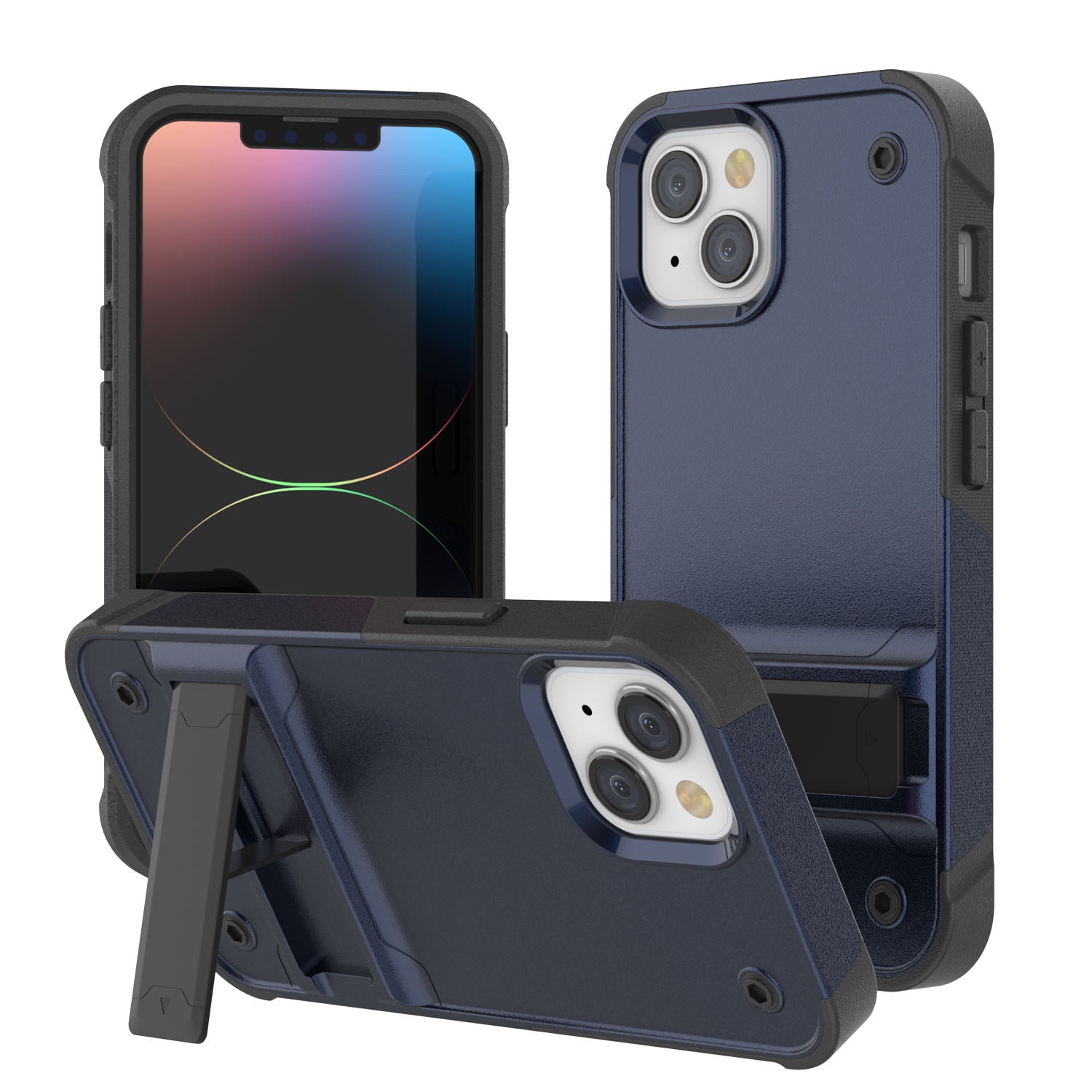 Capa para iPhone 14 Punkcase [Série Reliance] Protetora Híbrida de Grau Militar com Suporte Embutido [Azul Marinho e Preto]