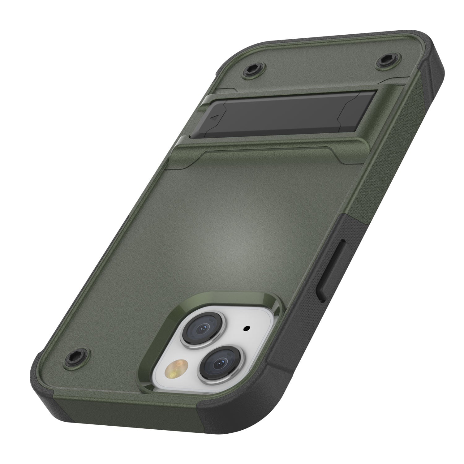 Capa Punkcase para iPhone 14 [Série Reliance] Capa Híbrida Protetora de Grau Militar com Suporte Incorporado [Verde Exército e Preto]