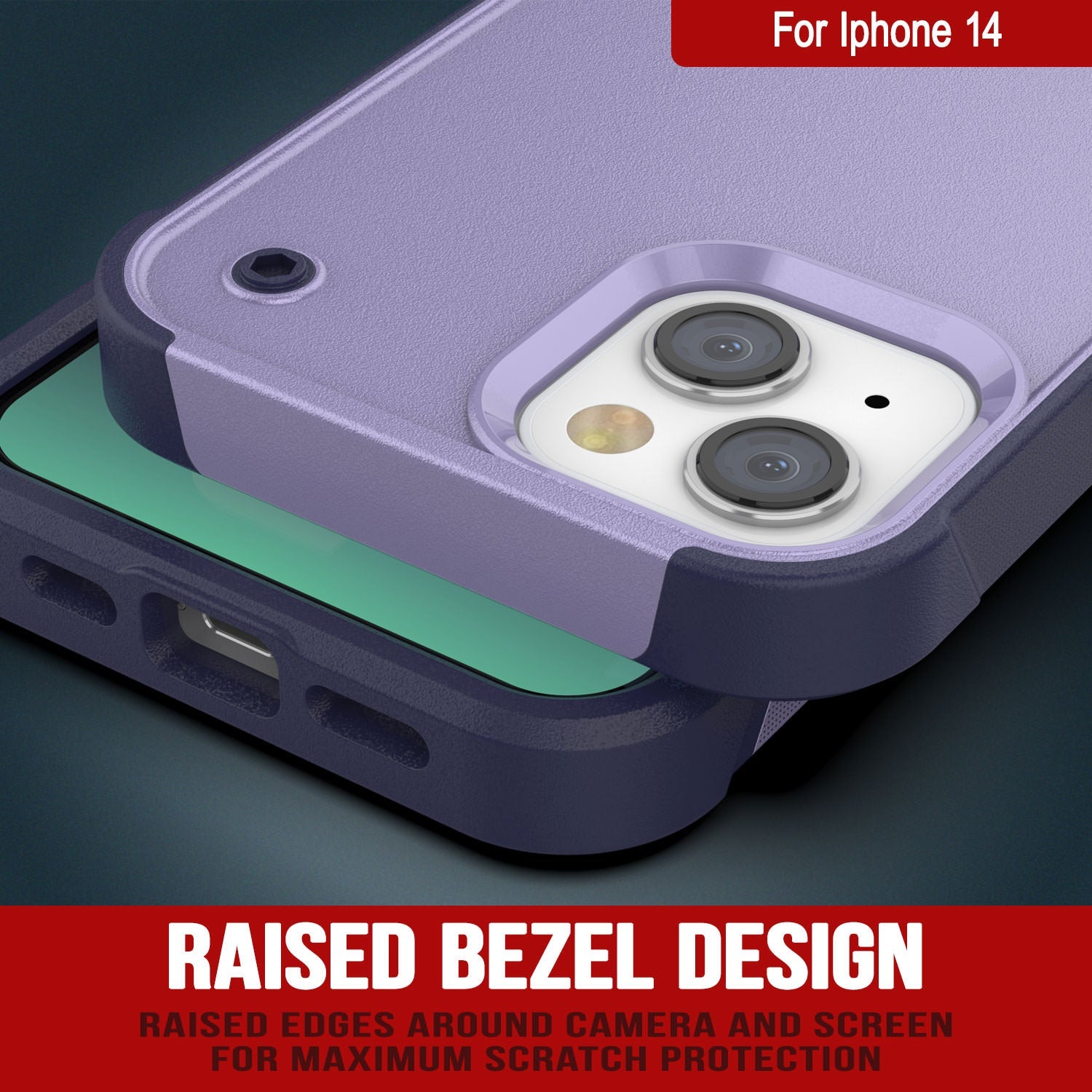Capa Punkcase para iPhone 14 [Série Reliance] Capa híbrida protetora de grau militar com suporte embutido [Roxo-Marinho]