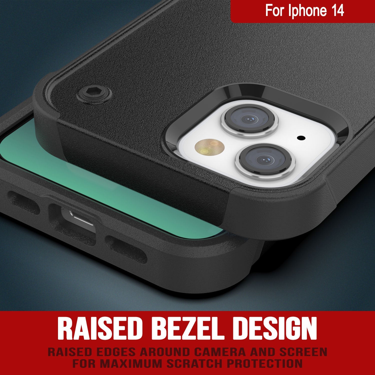 Capa Punkcase iPhone 14 [Série Reliance] Capa Híbrida Protetora de Grau Militar com Suporte Incorporado [Preto]
