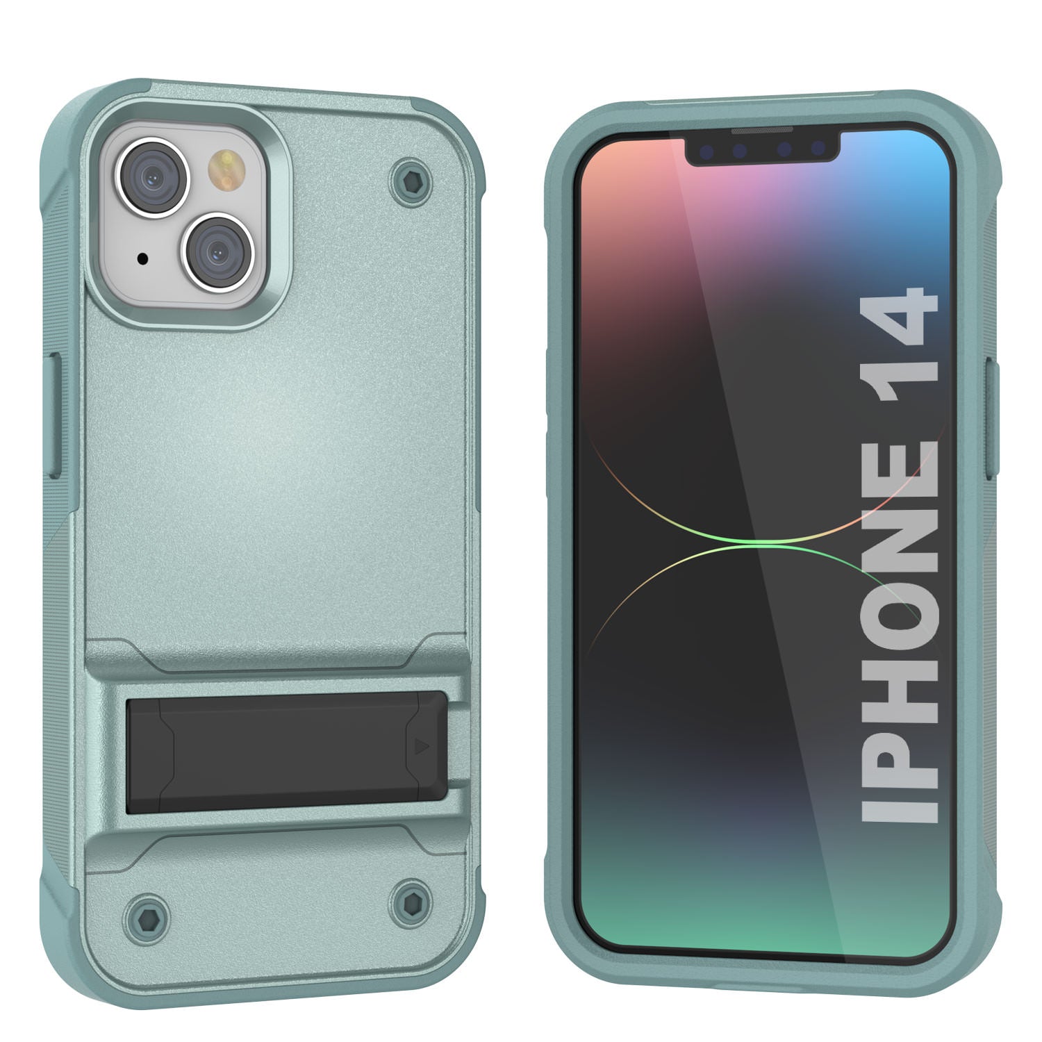 Capa Punkcase para iPhone 14 [Série Reliance] Capa Híbrida Protetora de Grau Militar com Suporte Incorporado [Verde]