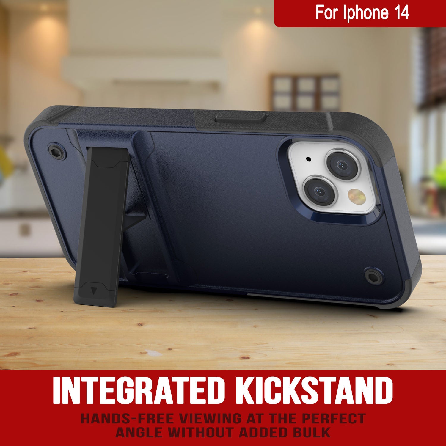 Capa para iPhone 14 Punkcase [Série Reliance] Protetora Híbrida de Grau Militar com Suporte Embutido [Azul Marinho e Preto]