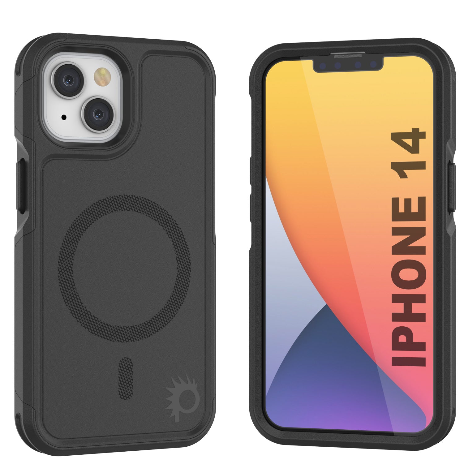 Capa PunkCase para iPhone 14, Série Spartan 2.0 Transparente Resistente e Resistente com Protetor de Tela Incorporado [Preto]