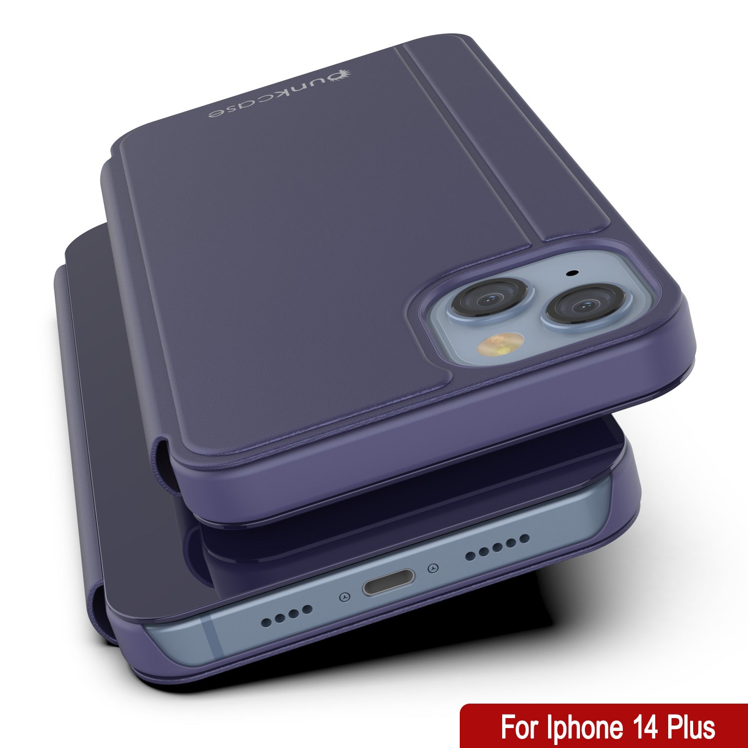 Capa protetora Punkcase iPhone 14 Plus Reflector Flip Cover [Roxa]