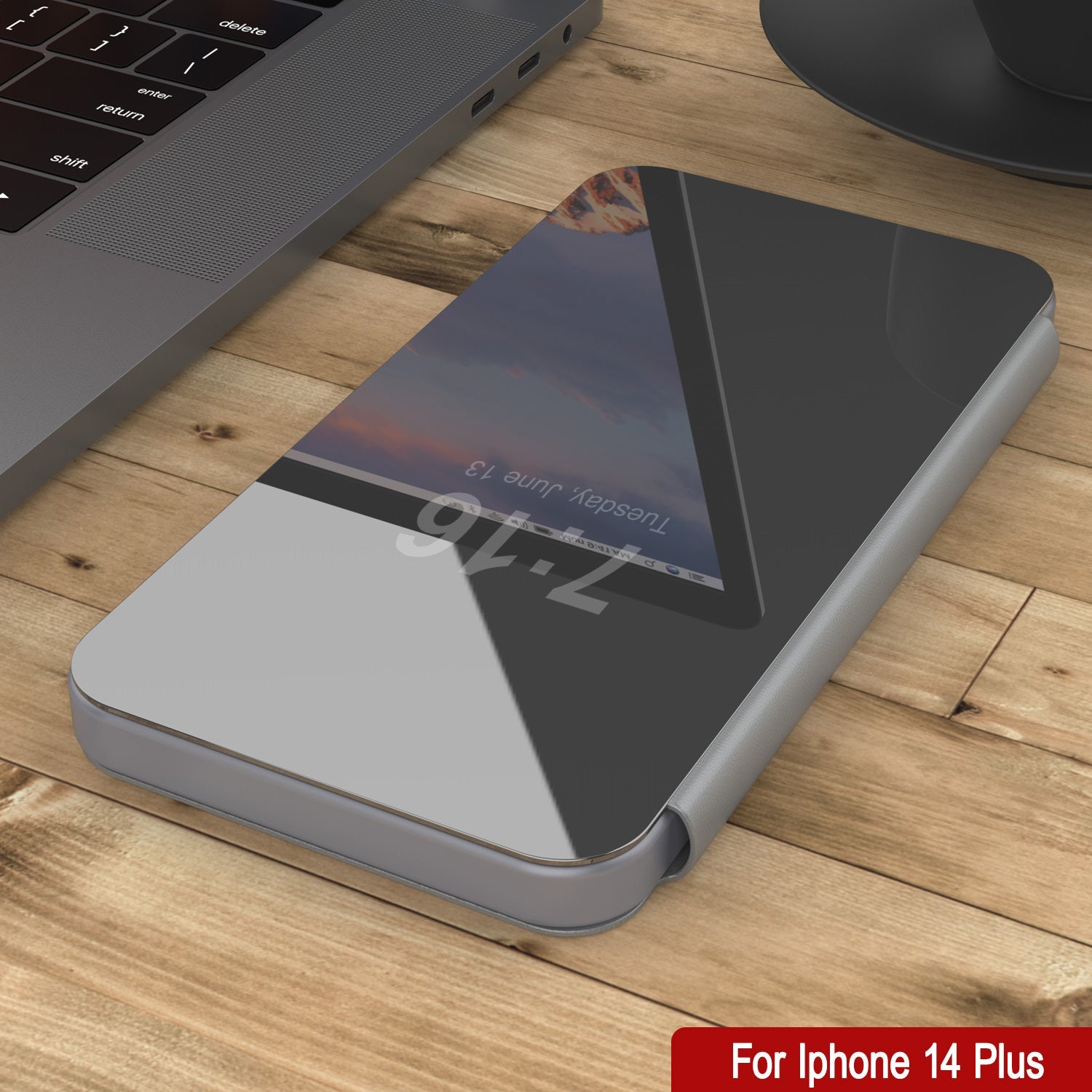 Capa de proteção dobrável Punkcase iPhone 14 Plus Reflector [Prateado]