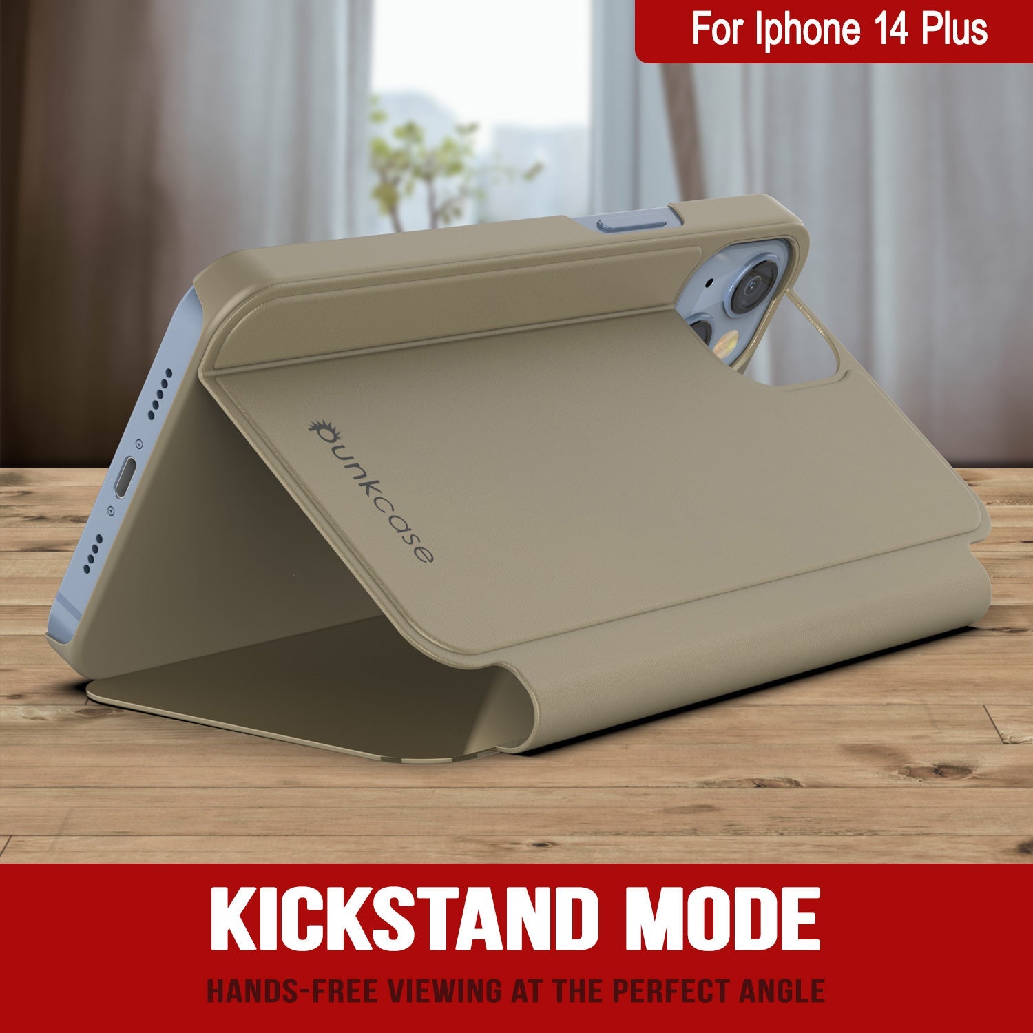 Capa protetora Punkcase iPhone 14 Plus Reflector Flip Cover [Dourada]