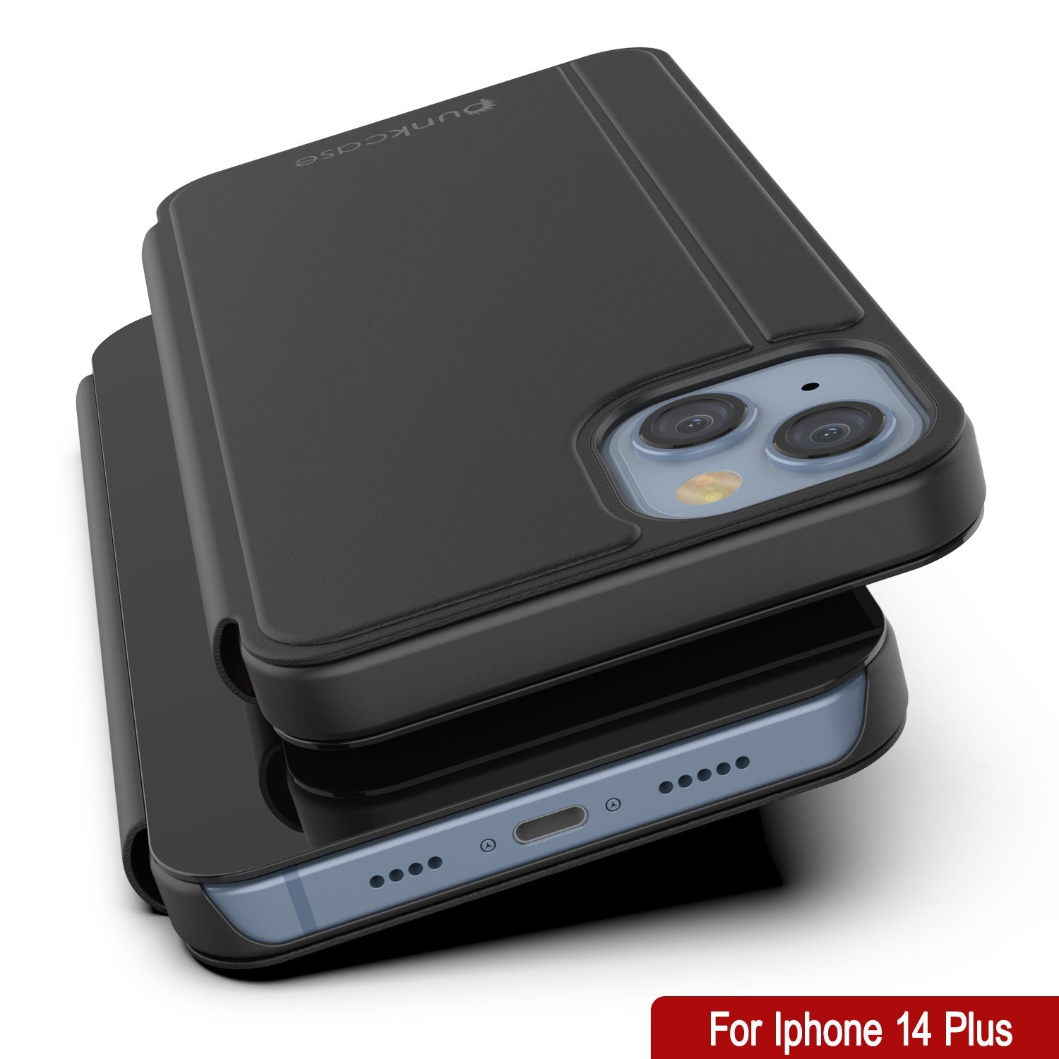 Capa protetora Punkcase iPhone 14 Plus Reflector Flip Cover [Preto]