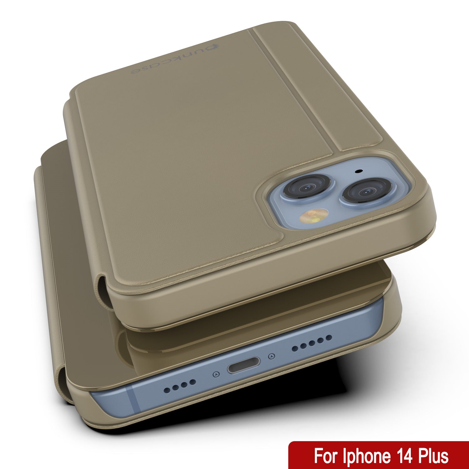 Capa protetora Punkcase iPhone 14 Plus Reflector Flip Cover [Dourada]