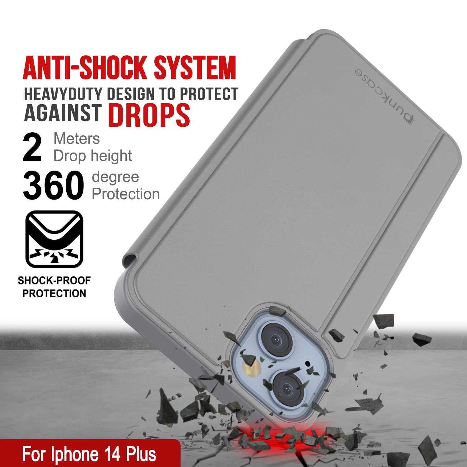 Capa de proteção dobrável Punkcase iPhone 14 Plus Reflector [Prateado]